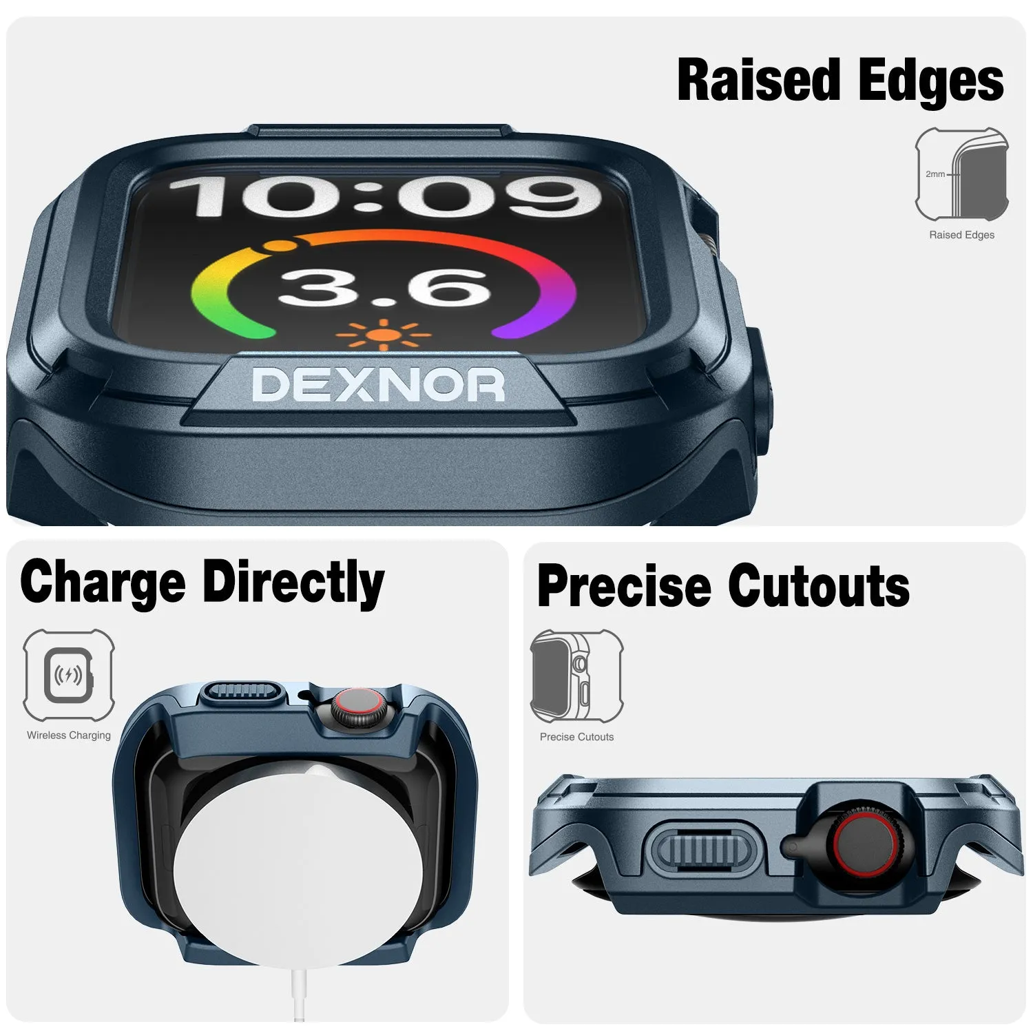 Dexnor Apple Watch 42mm custodia blu con pellicola