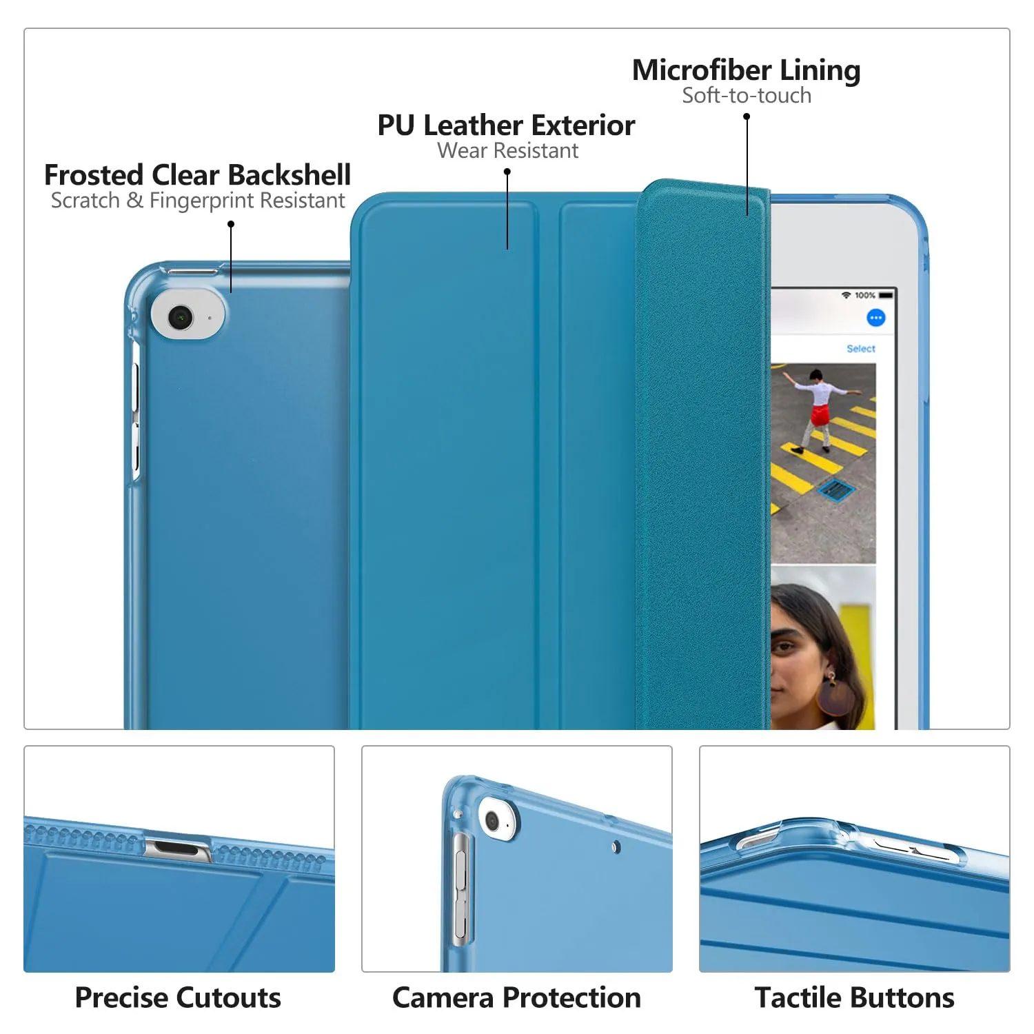 MoKo Cover iPad Mini 5 7,9" Blu Pavone trifold