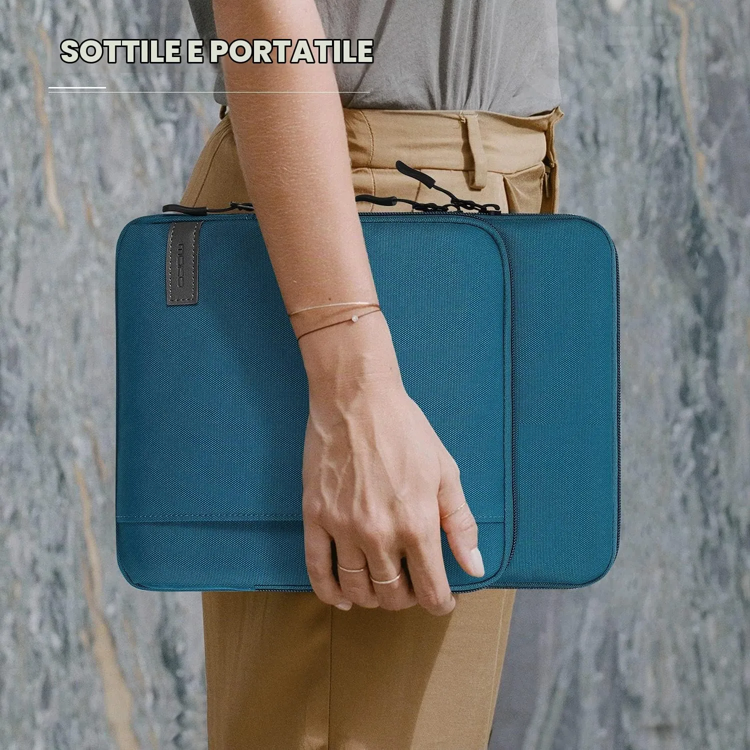 MoKo Sleeve 12.9 pollici blu pavone poliestere con tasca