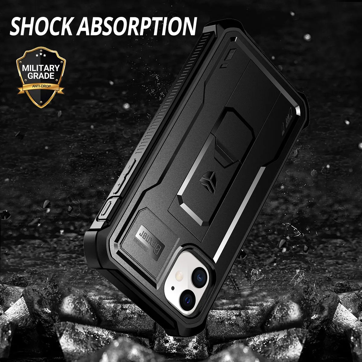Dexnor cover iPhone 11 antiurto nera con cavalletto