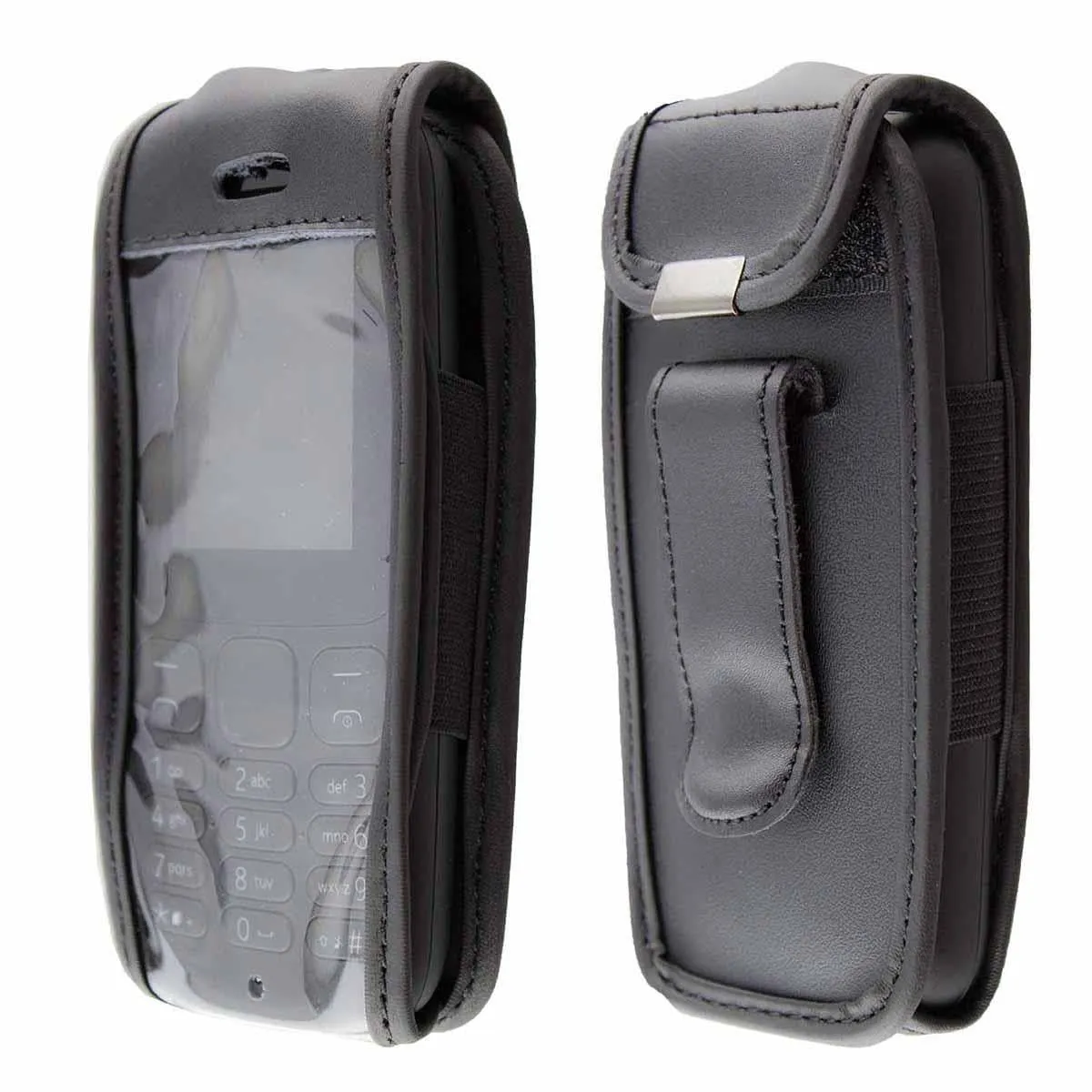 caseroxx Nokia 105 2017 marsupio cintura pelle nera finestra