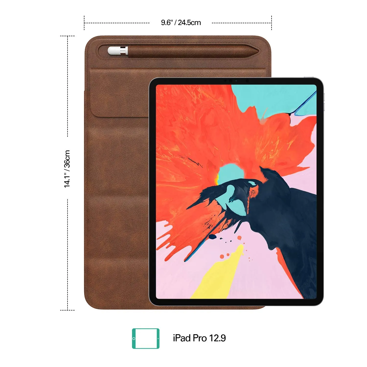 MoKo iPad Pro 12.9 2018 custodia pelle marrone stylus
