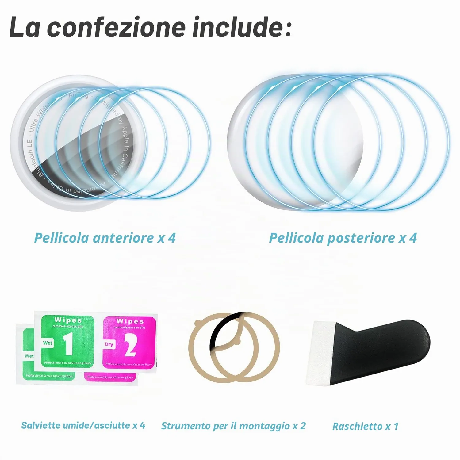 CloudValley Pellicola AirTag 2021 TPU Trasparente 8 Pezzi