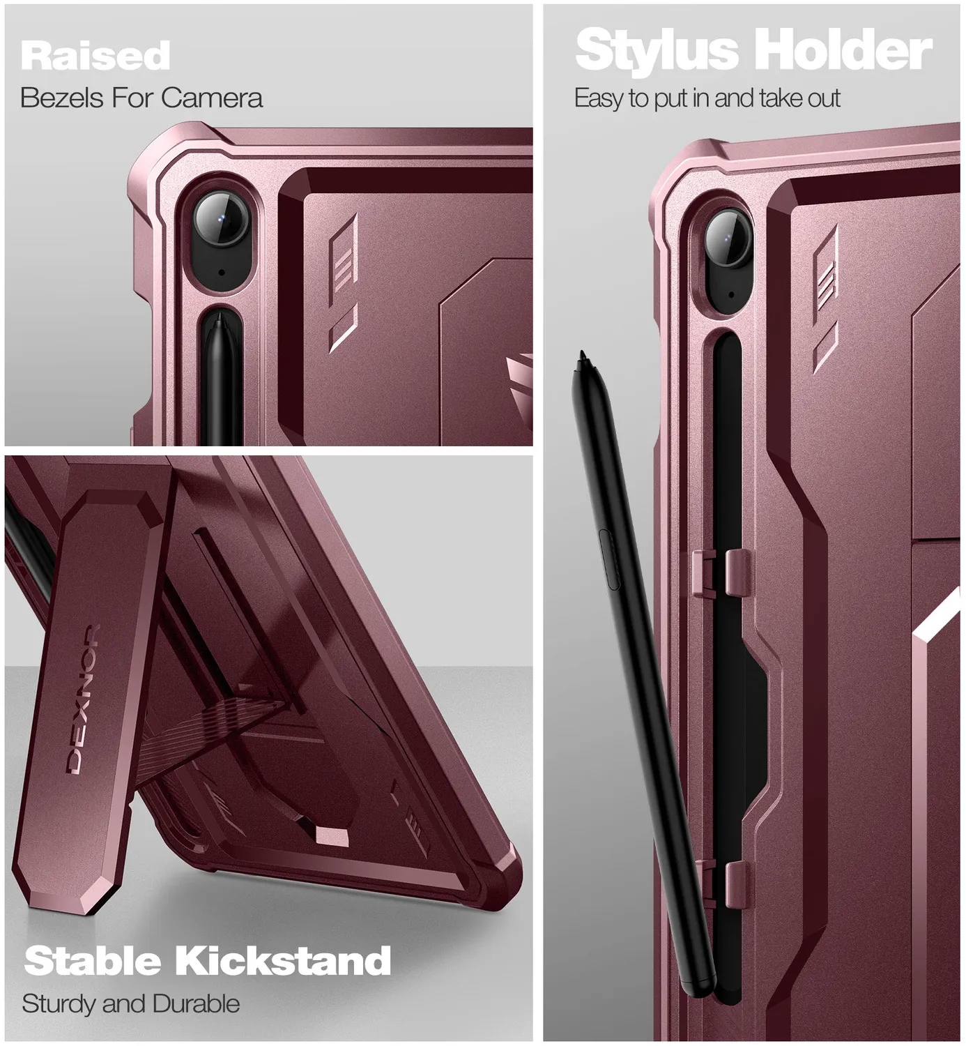 Dexnor Galaxy Tab S9 FE 10.9 cover rossa con stand penna
