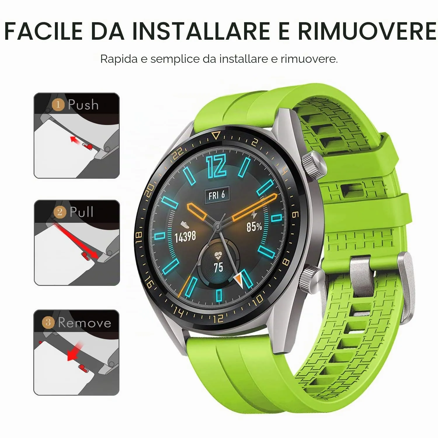 MoKo Watch GT Cinturino Sportivo 22mm Silicone Tricolore