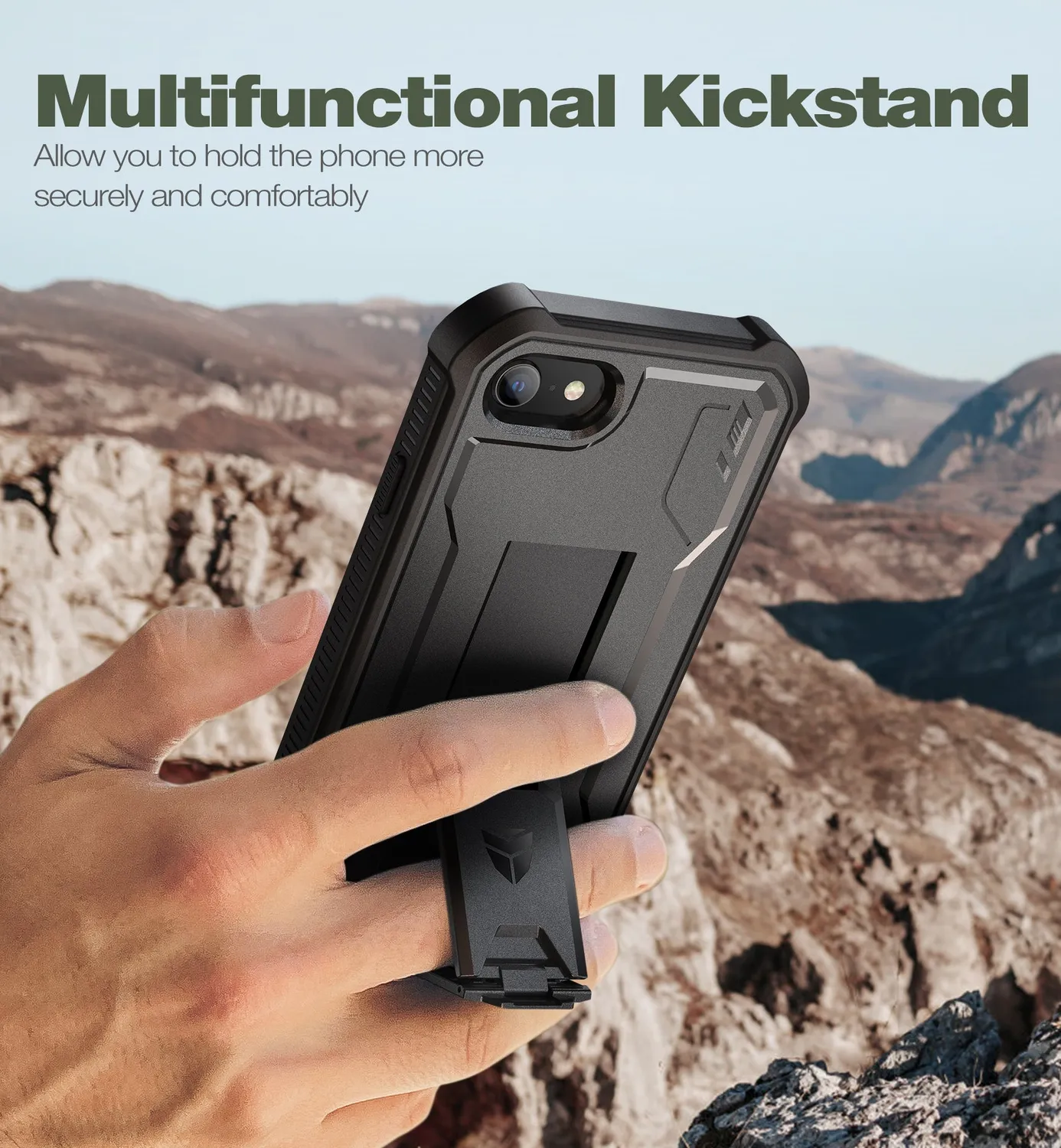 Dexnor iPhone 8 Cover Nera Antiurto Militare Kickstand