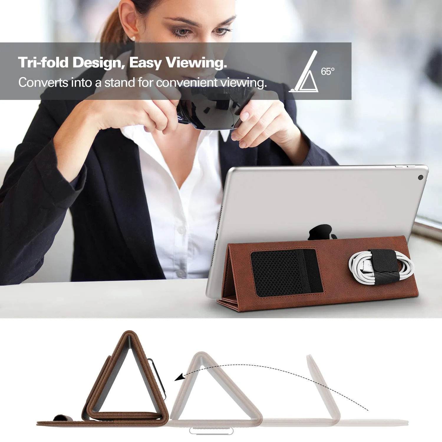 MoKo iPad Pro 12.9 2018 custodia pelle marrone stylus