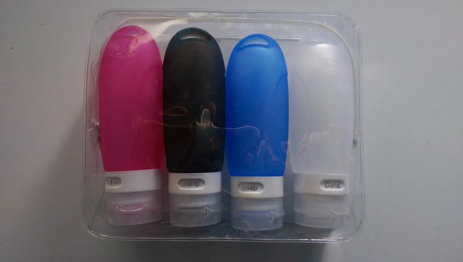 MoKo bottiglie viaggio silicone 89 ml set 4 pezzi BPA free