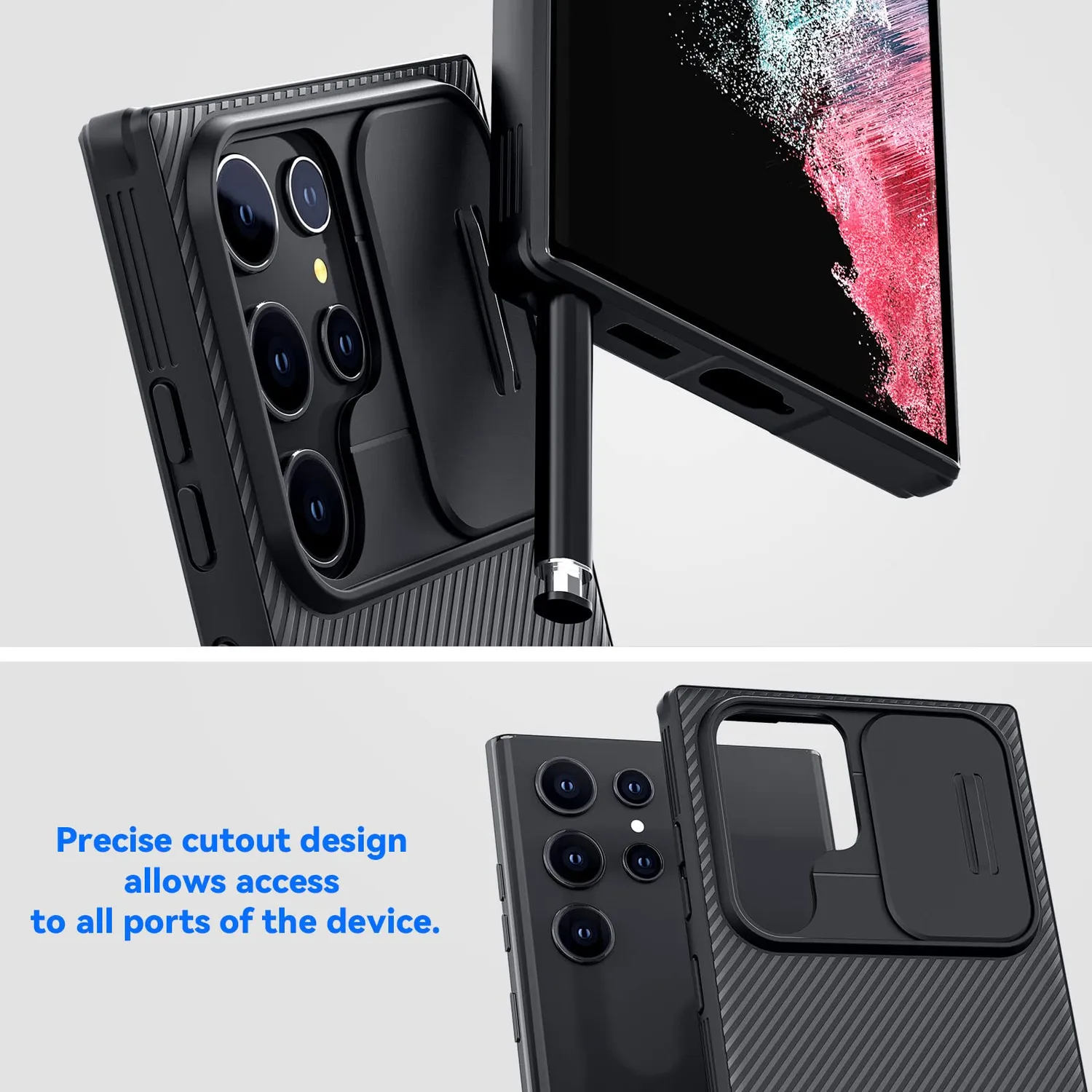 CloudValley Cover Galaxy S22 Ultra Camera Scorrevole nera slim