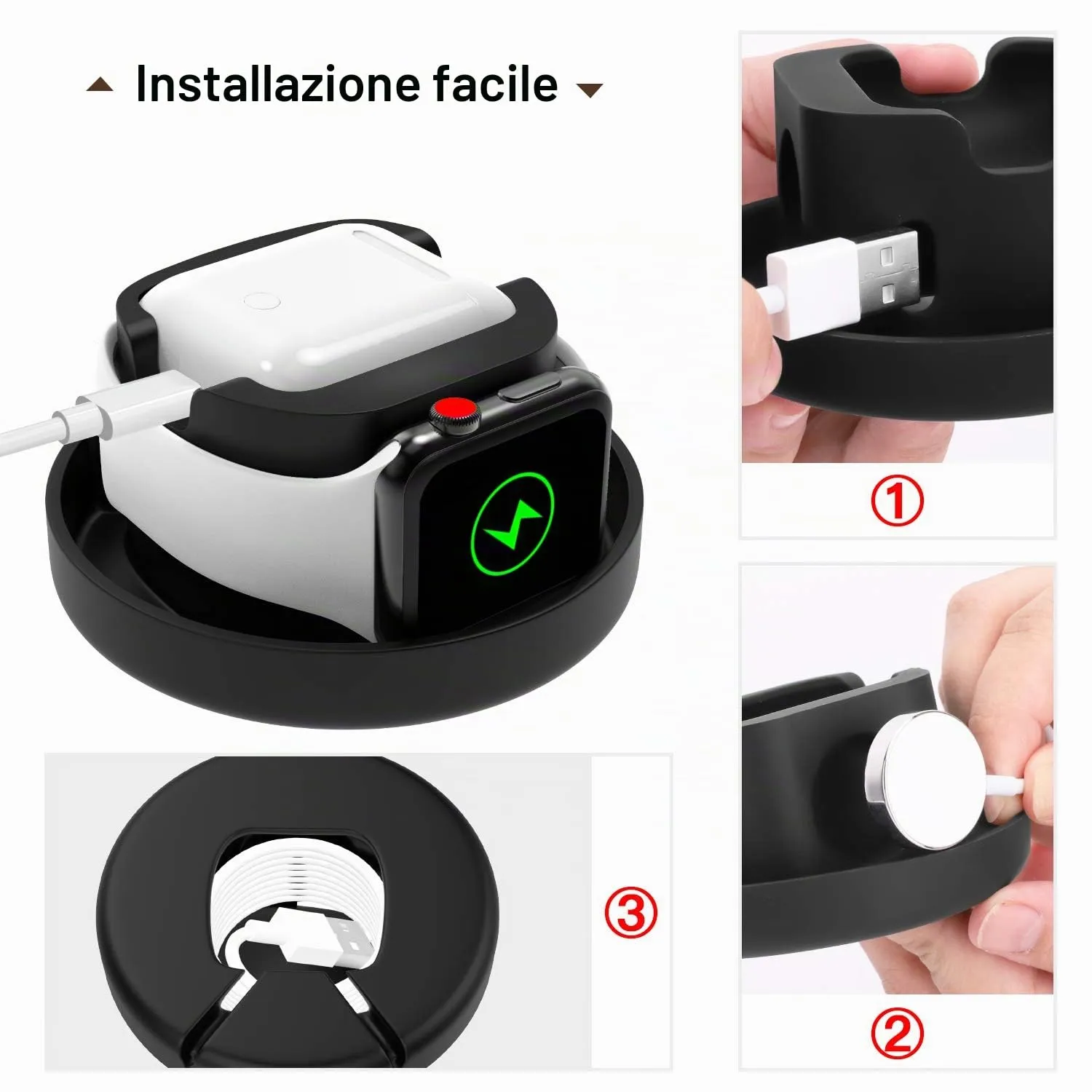 MoKo Custodia Viaggio Apple Watch AirPods Nera Organizer