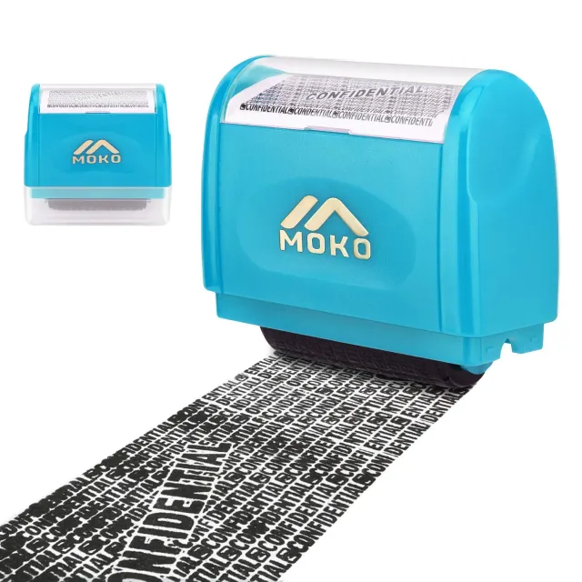 MoKo Timbro Rullo timbro privacy blu coprente