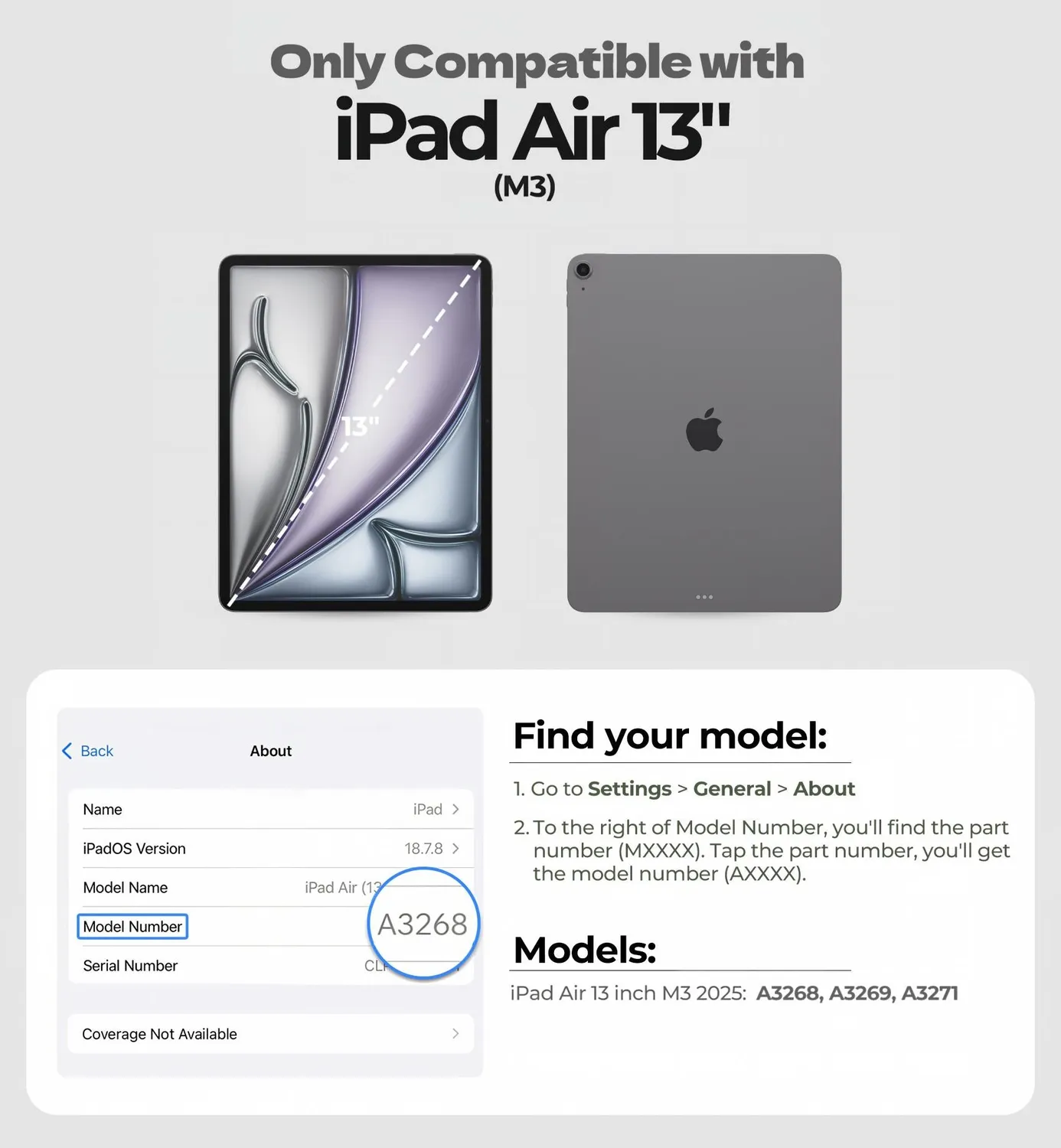 Dexnor iPad Air 13 M3 custodia 360° con stand nera