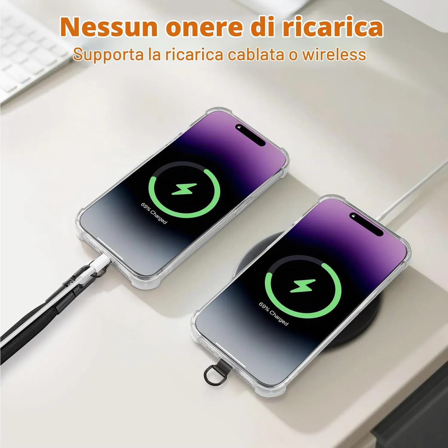 MoKo Laccio Polso Cellulare Regolabile Set 2 Arancione Nero