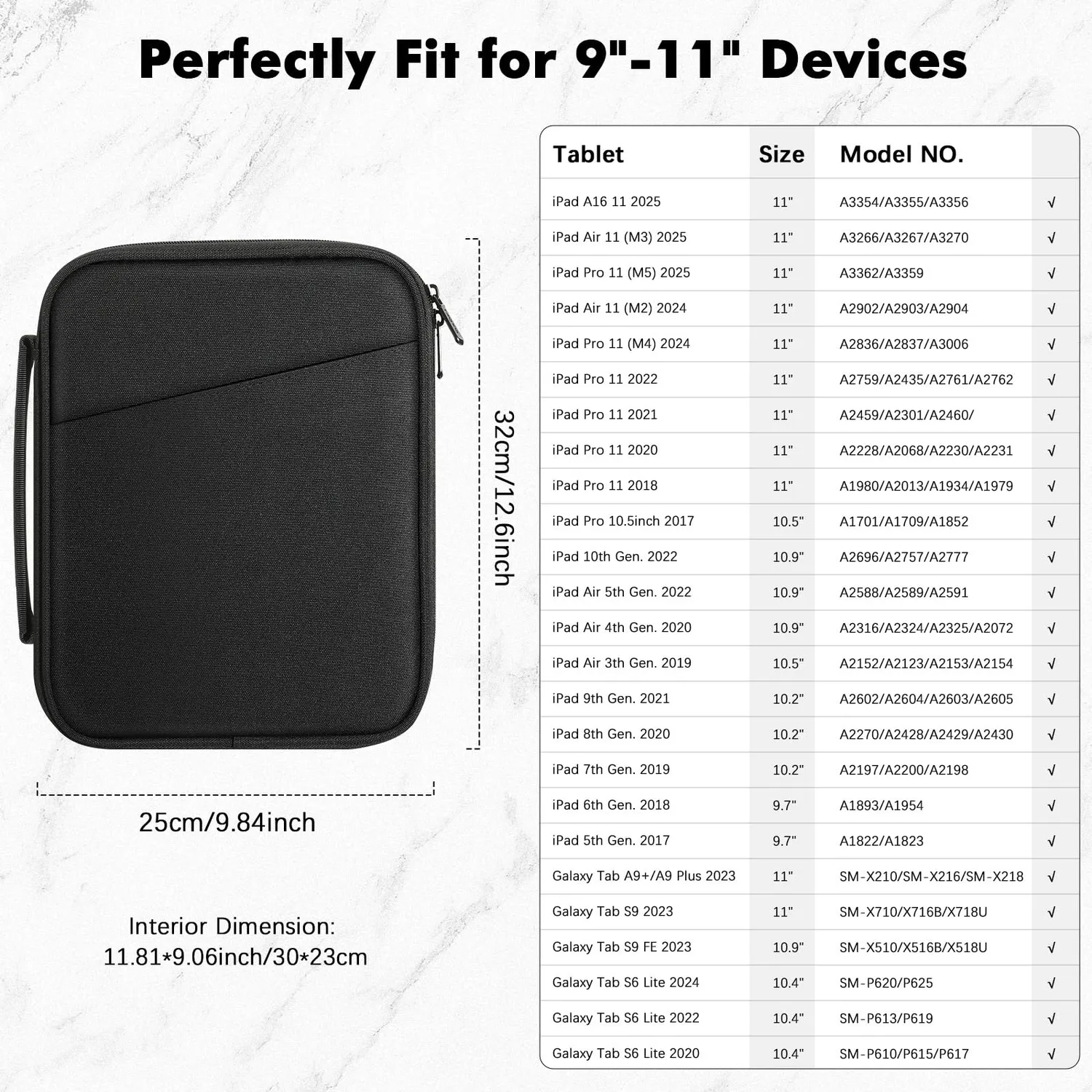 MoKo Borsa Tablet 9-11 Pollici con Maniglia Nero