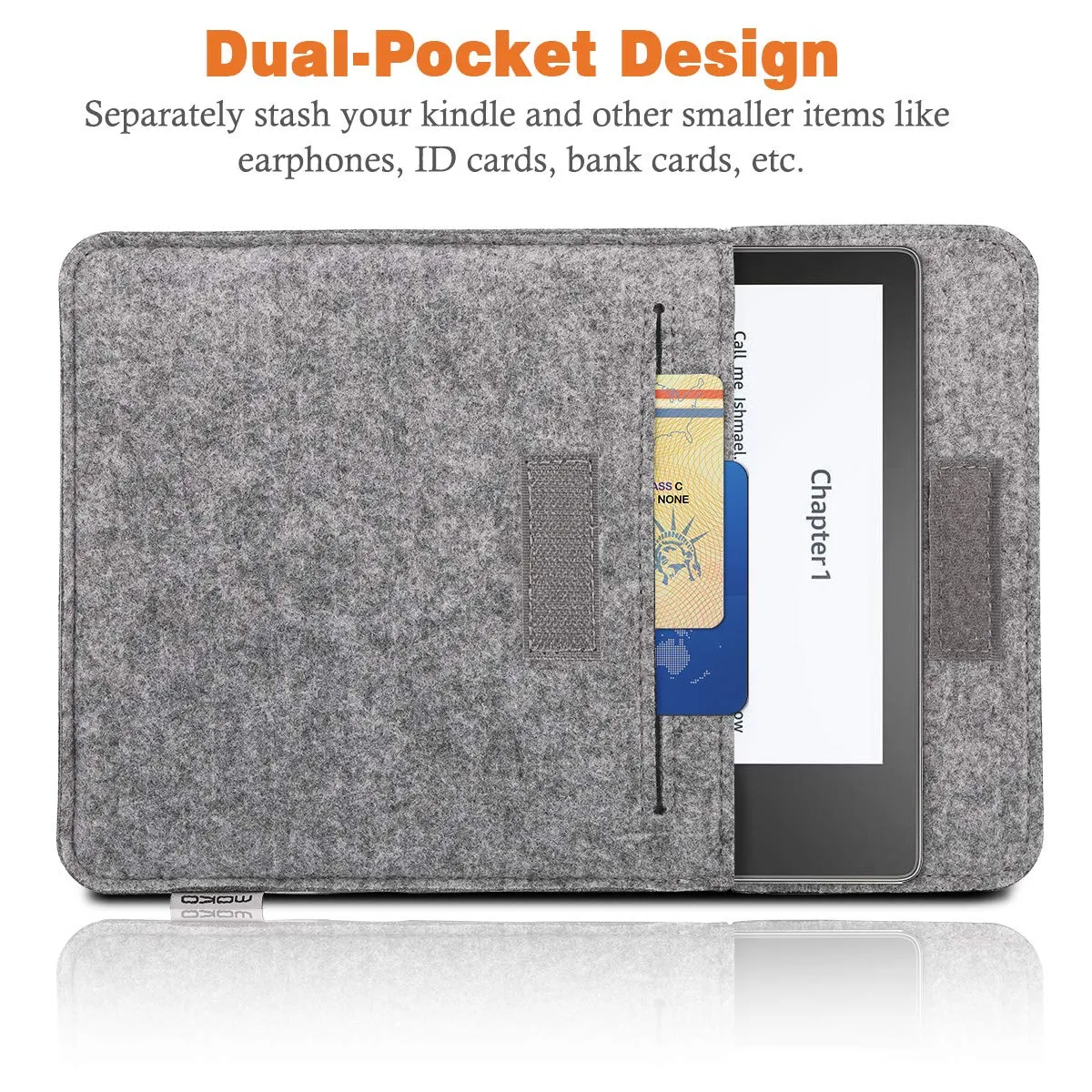 MoKo Custodia Feltro Kindle Oasis 2017/2019 Grigio Chiaro Leggera