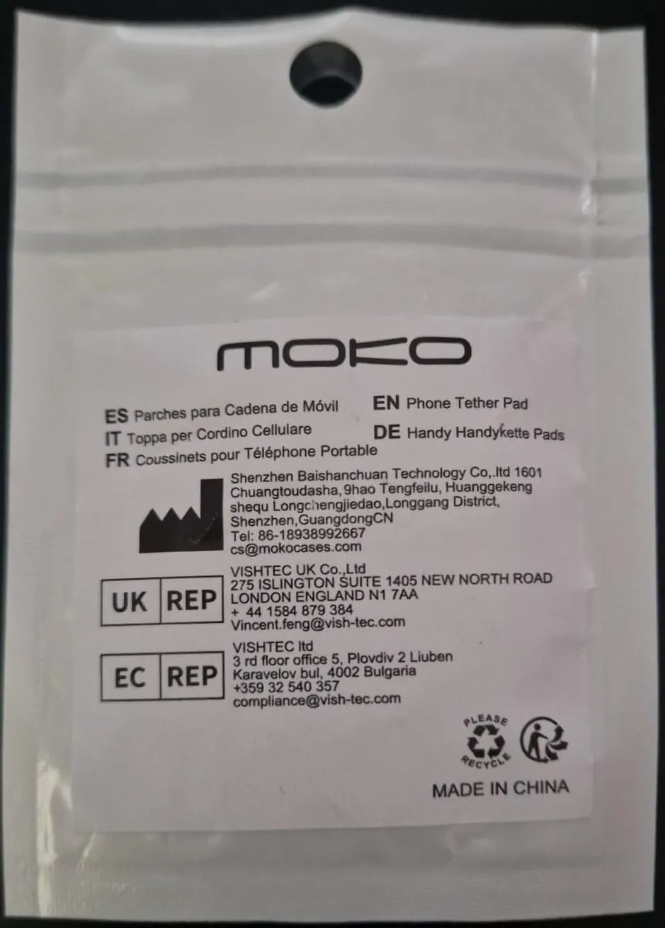 MoKo Patch Cordino Smartphone Acciaio Argento 6 Pezzi