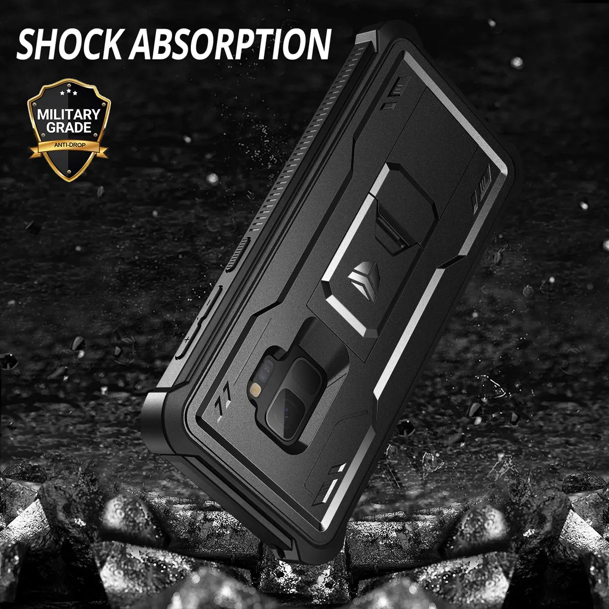 Dexnor Cover Galaxy S9 Nera Antishock con Stand e Vetro