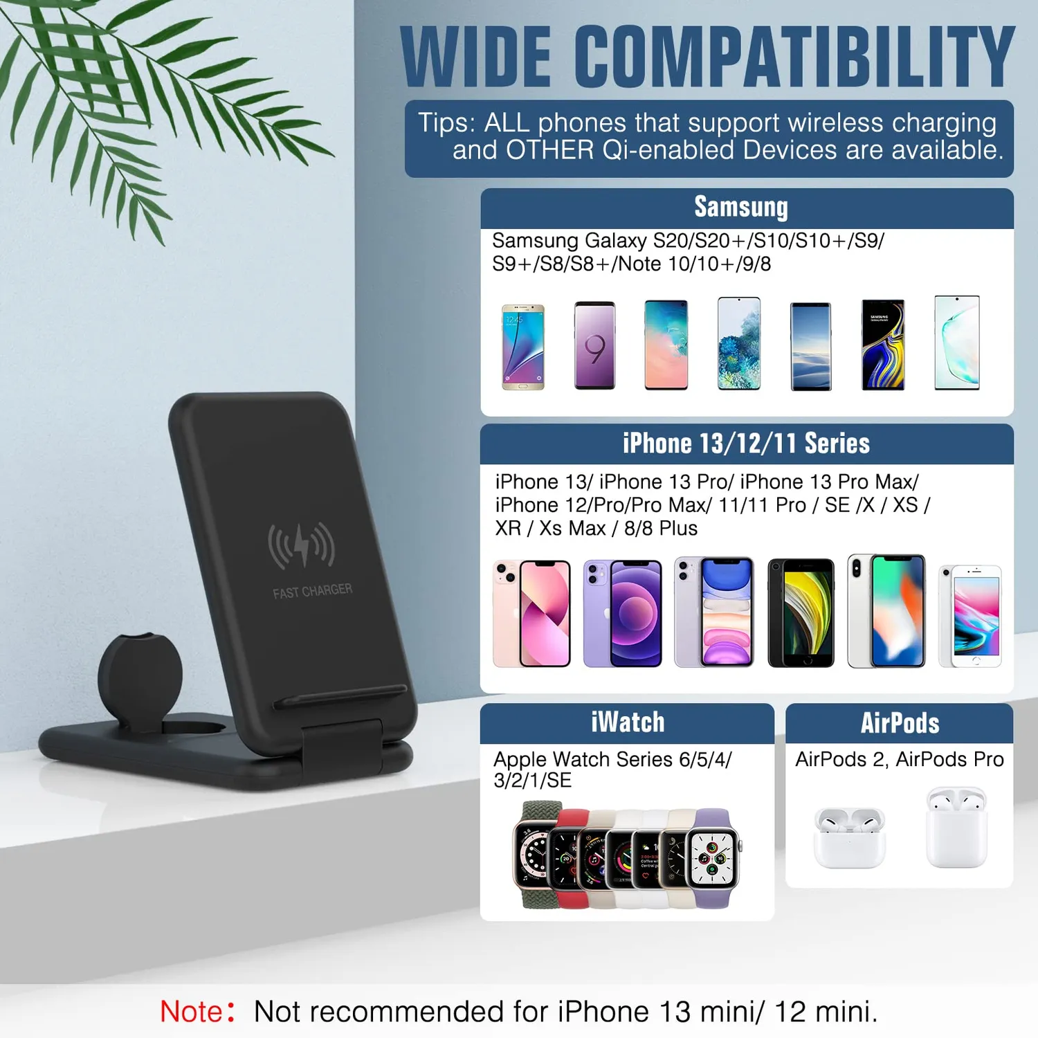 MoKo 3 in 1 dock ricarica wireless iPhone Watch nero