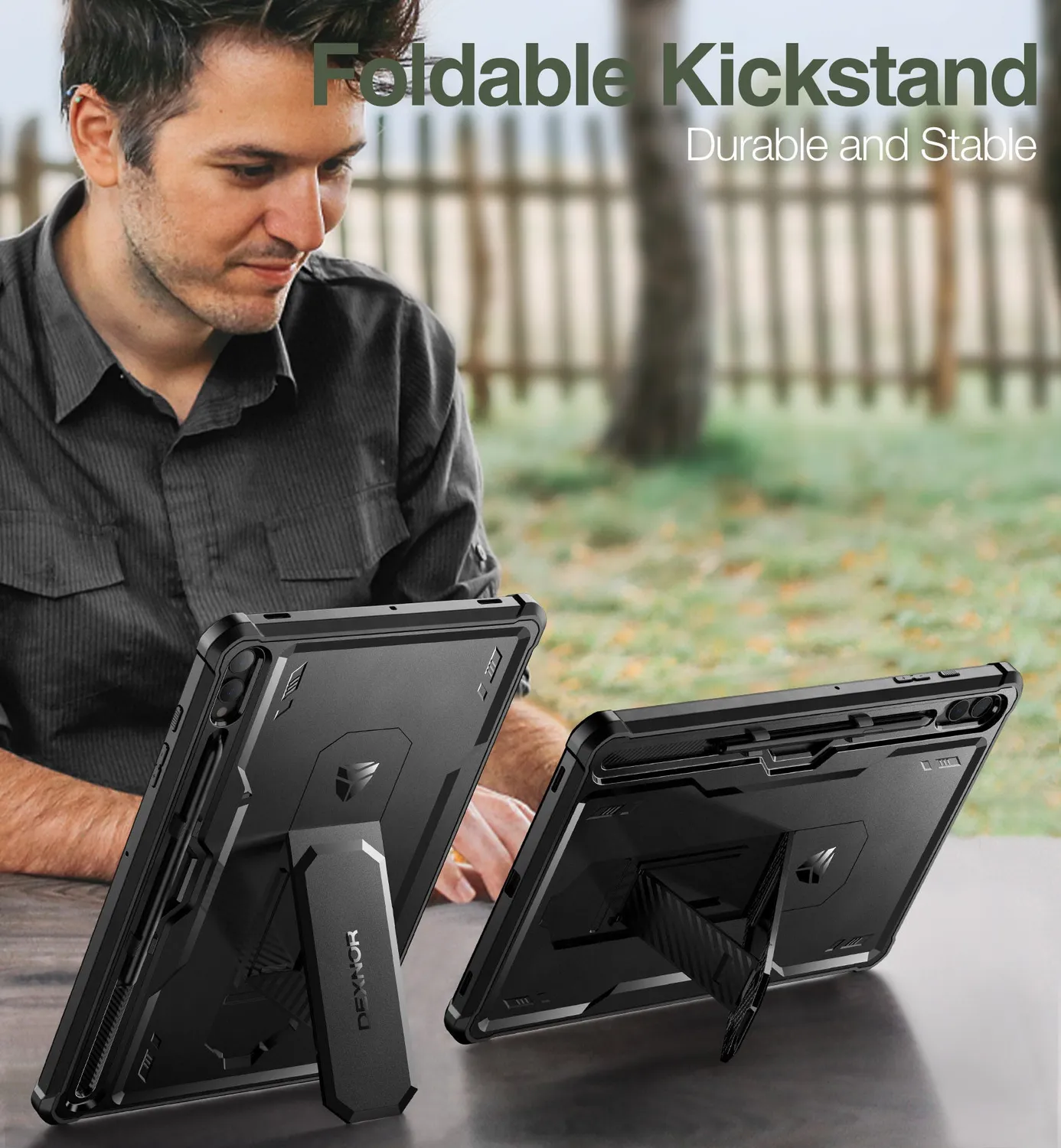 Dexnor cover Galaxy Tab S9+ con pellicola nera rugged