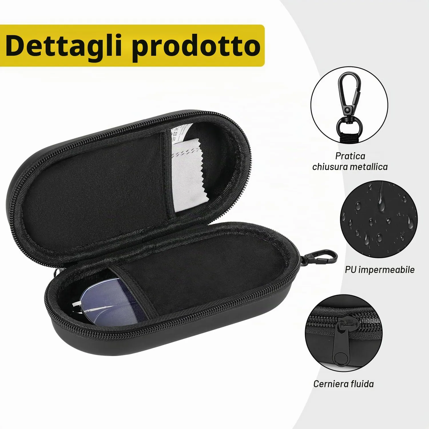 MoKo doppia custodia occhiali rigida zip nera