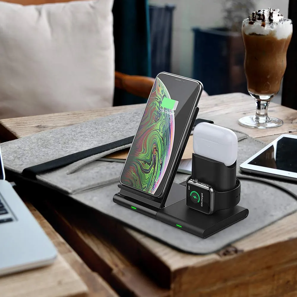 MoKo Stazione Ricarica Wireless 3in1 iPhone Watch AirPods QC3.0