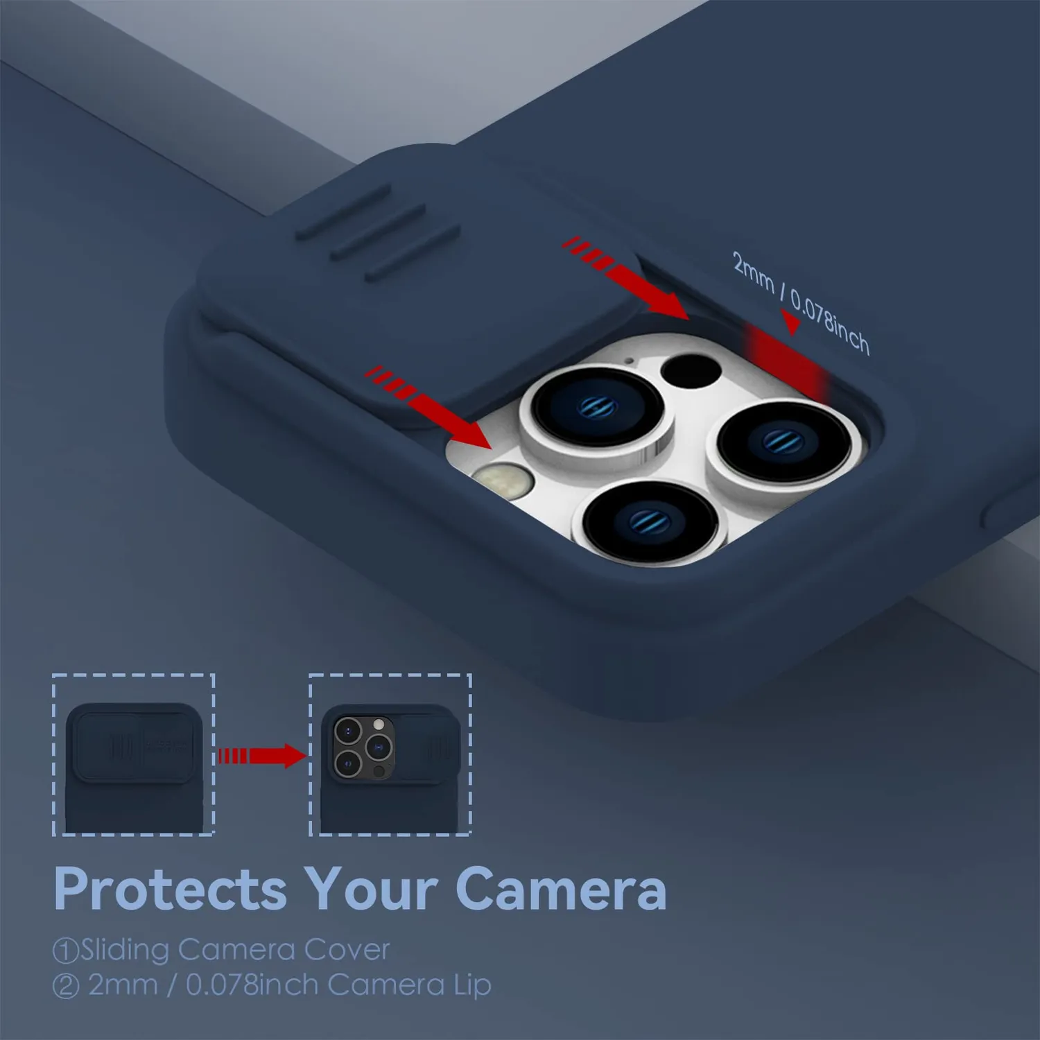 CloudValley iPhone 14 Pro cover silicone blu fotocamera