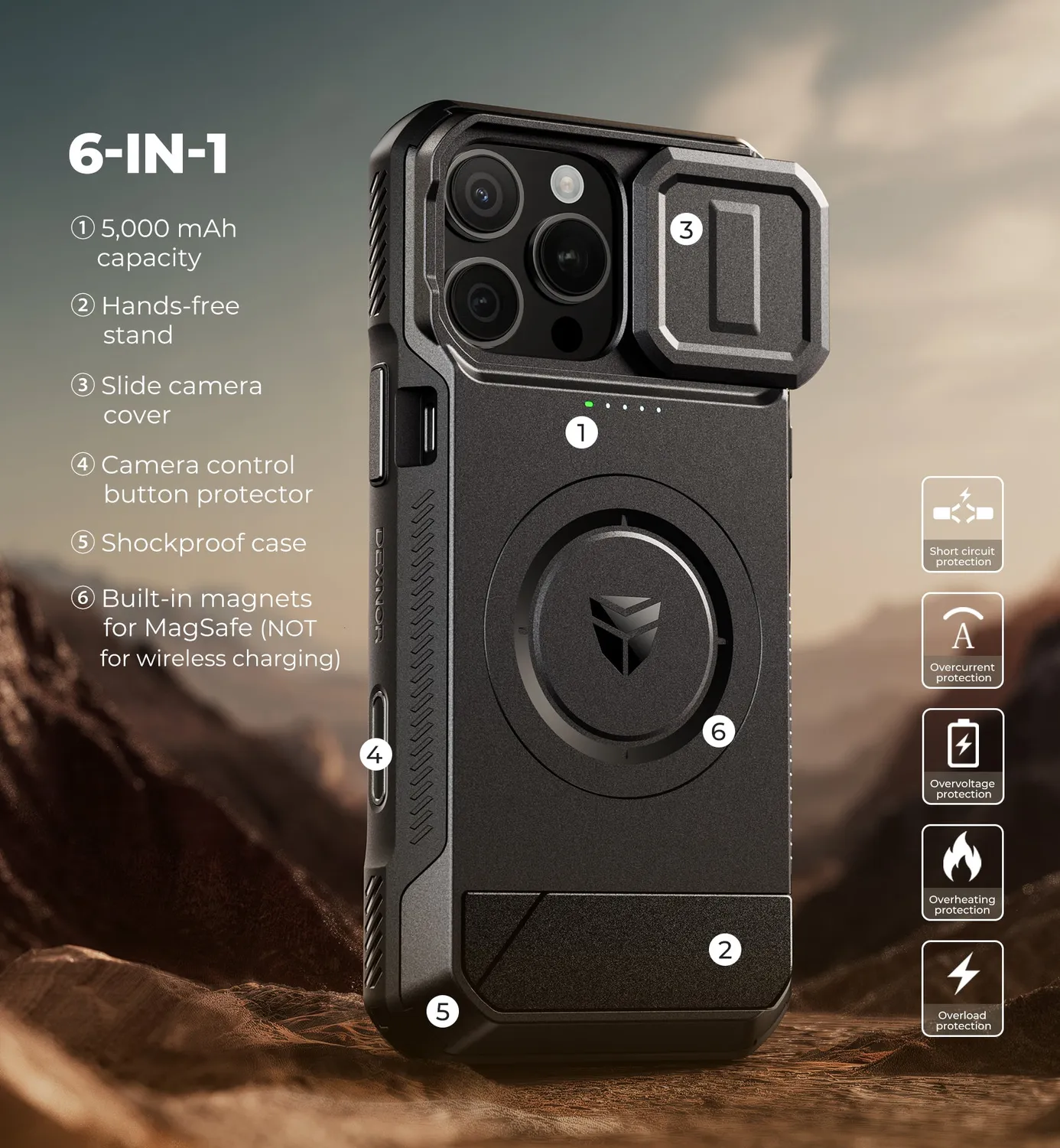 Dexnor iPhone 16 Pro Max cover batteria nera