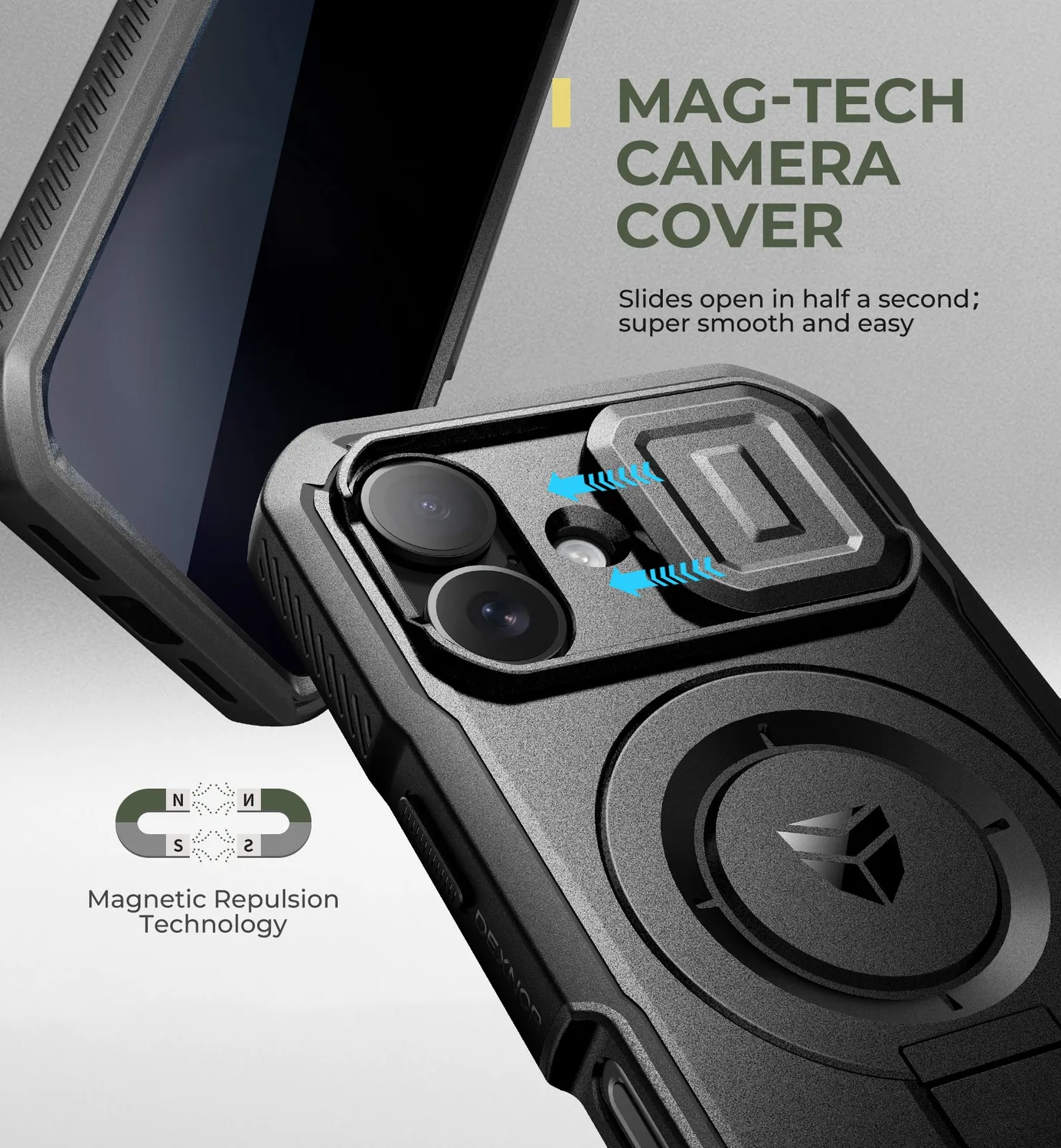 Dexnor iPhone 16 cover privacy nera MagSafe anti-spioncino