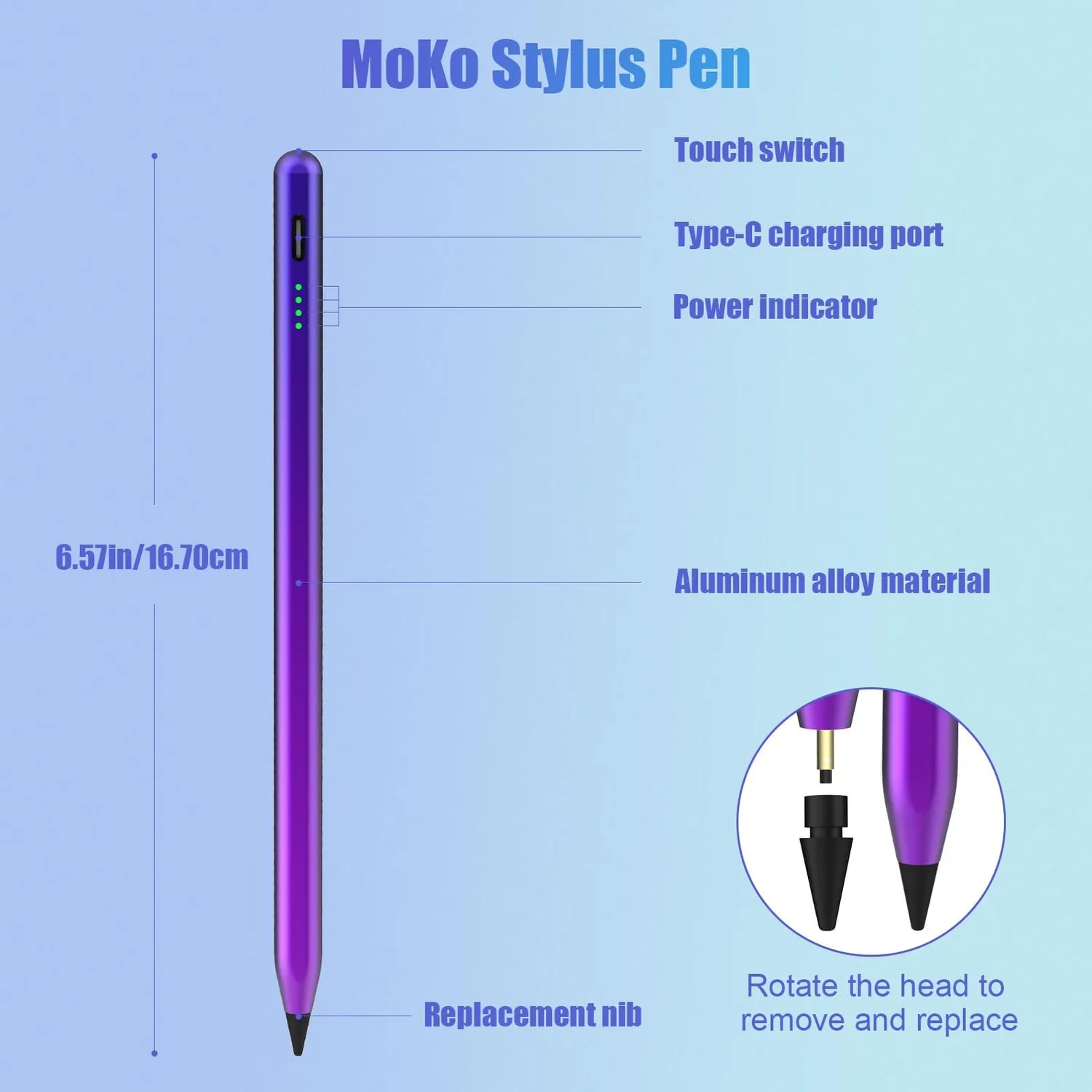 MoKo iPad stylus penna touch viola sfumato ricaricabile