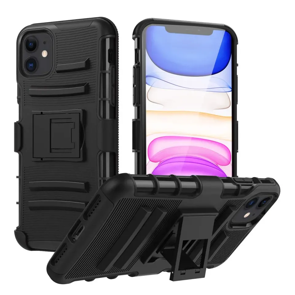 MoKo iPhone 11 Cover Antiurto Nera con Clip Cintura