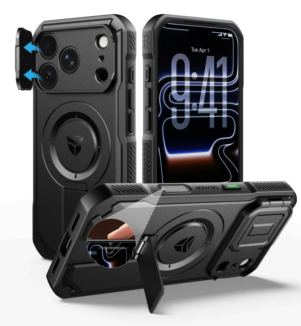 Dexnor Cover iPhone 17 Pro Nera MagSafe Coprilente Stand