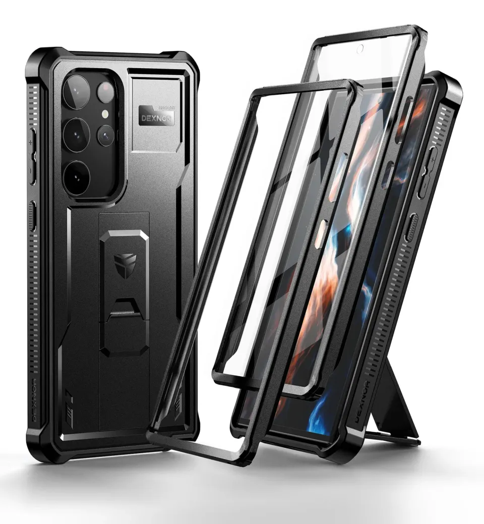 Dexnor Galaxy S23 Ultra cover nera antiurto con supporto
