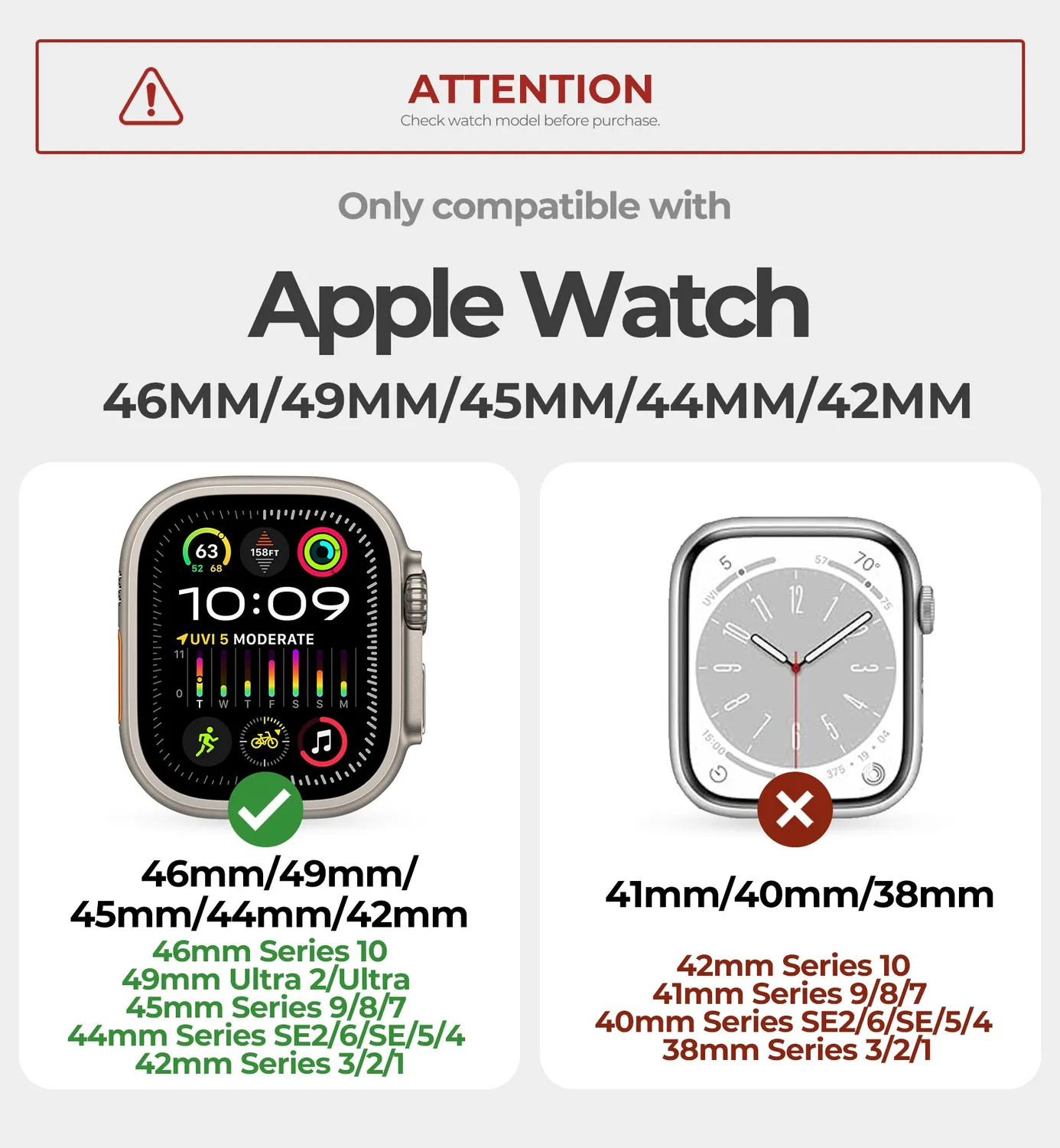 Dexnor Apple Watch 45mm cinturino acciaio nero Series 9/8/7