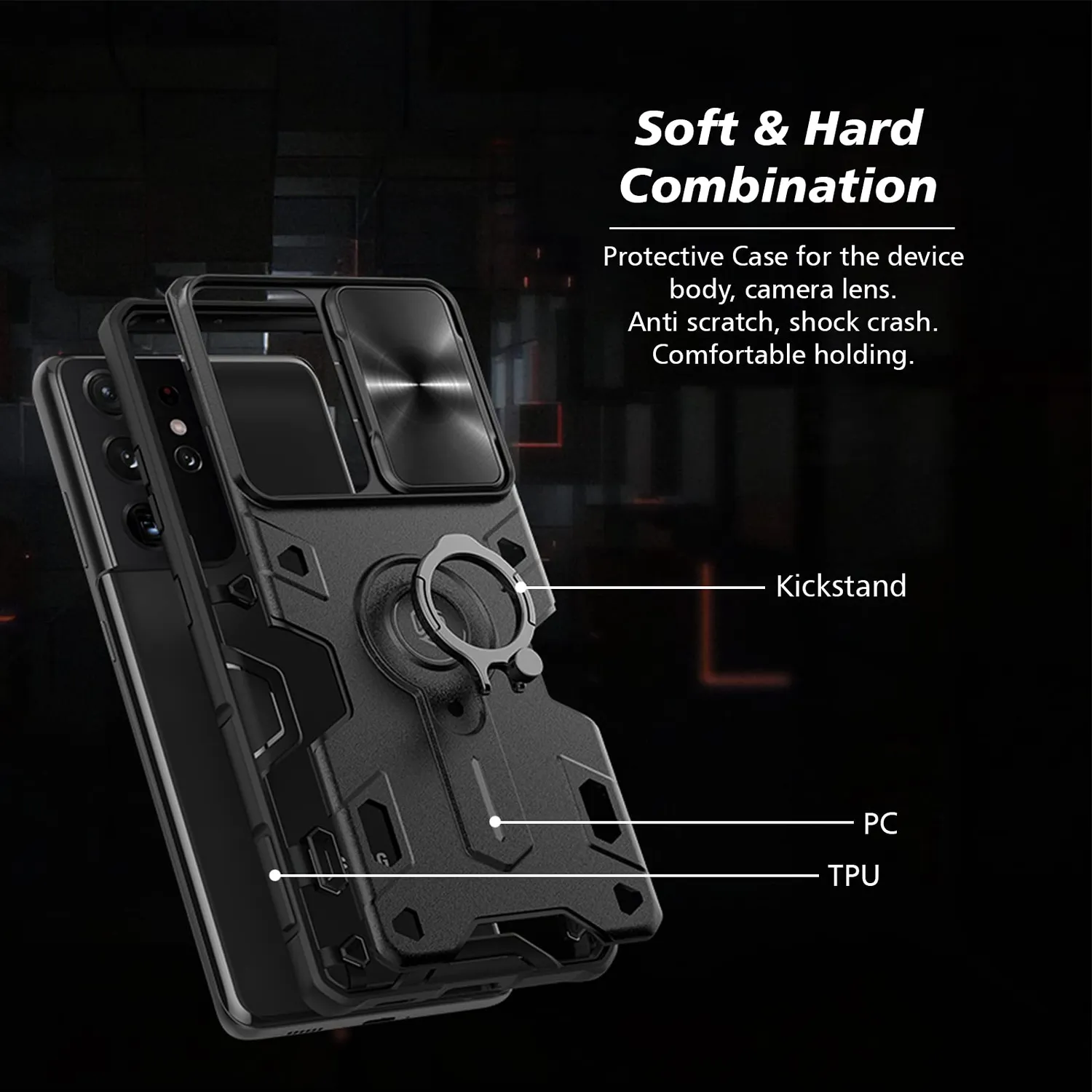 CloudValley Galaxy S21 Ultra Cover Nera Anello Antishock