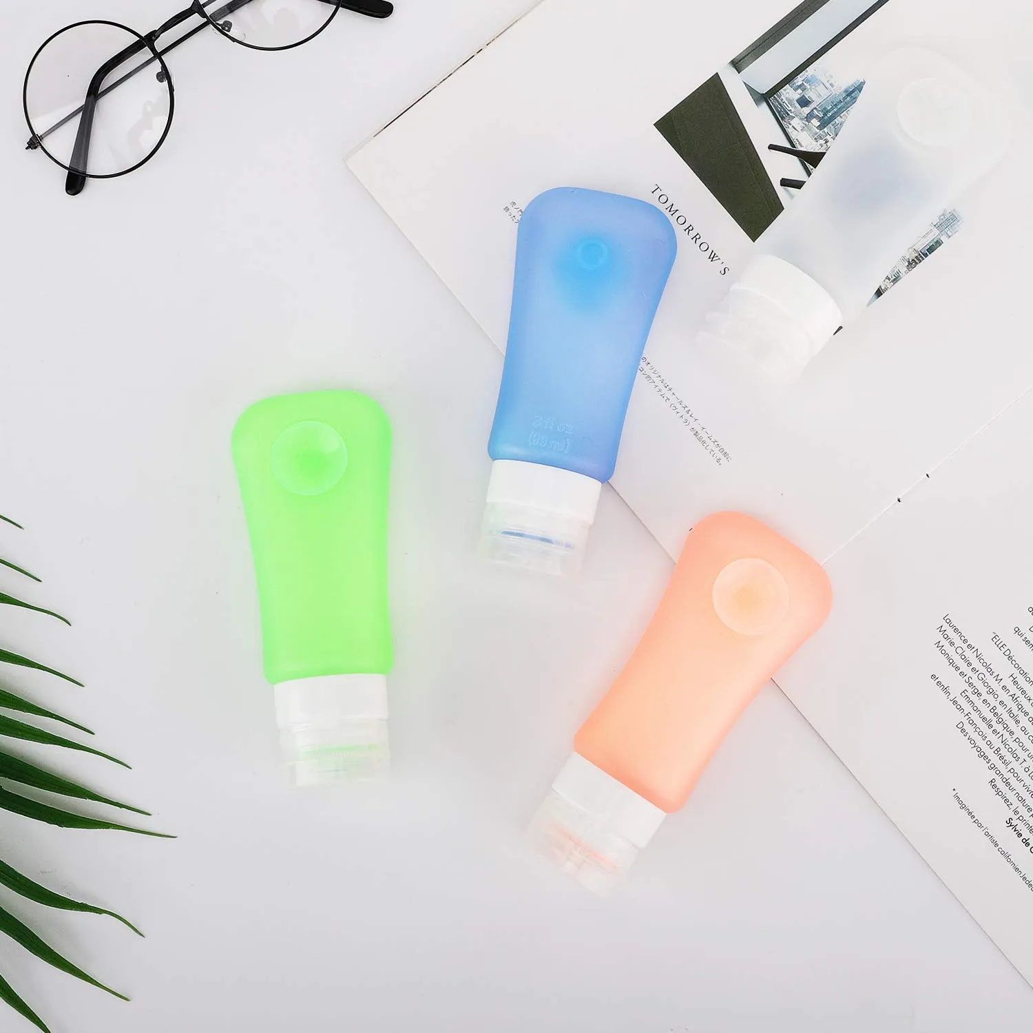 MoKo bottiglie viaggio silicone 89 ml set 4 pezzi BPA free