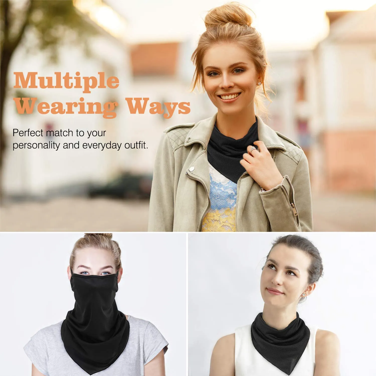 MoKo bandana scaldacollo triangolare poliestere traspirante 3 pezzi