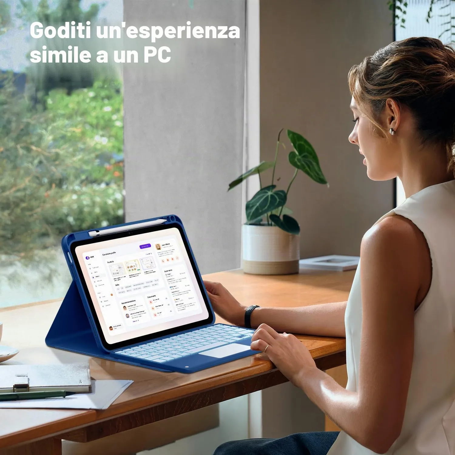 MoKo iPad 10ª 11ª Custodia Tastiera blu marino touchpad
