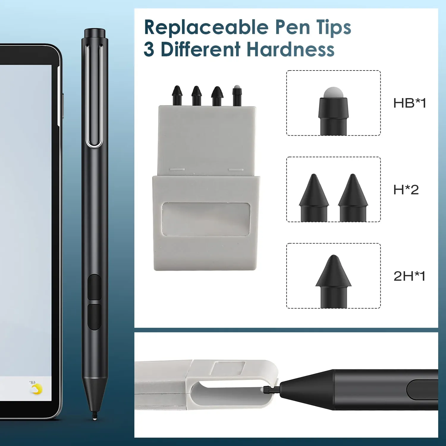MoKo Surface Pen stilo Pro 9 8 7 penna 4096 nera