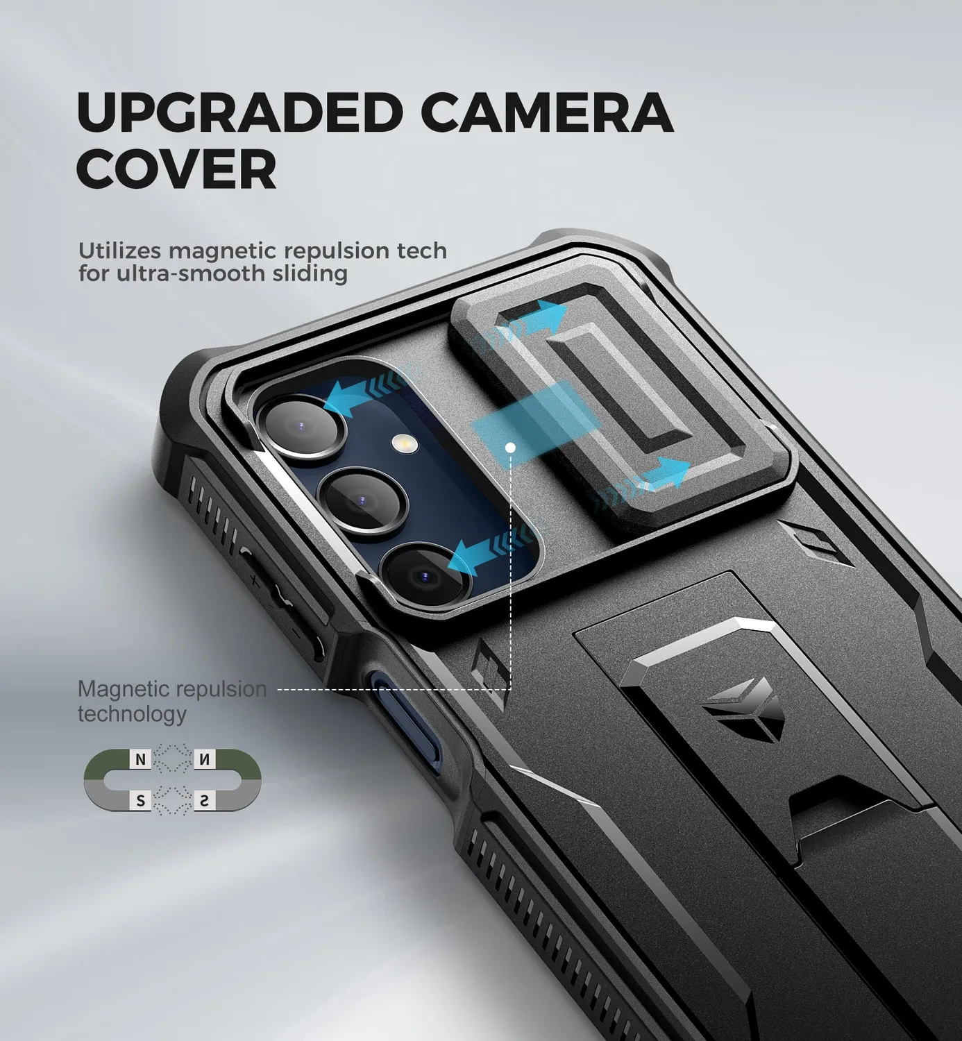 Dexnor Galaxy A16 cover rugged nera con kickstand