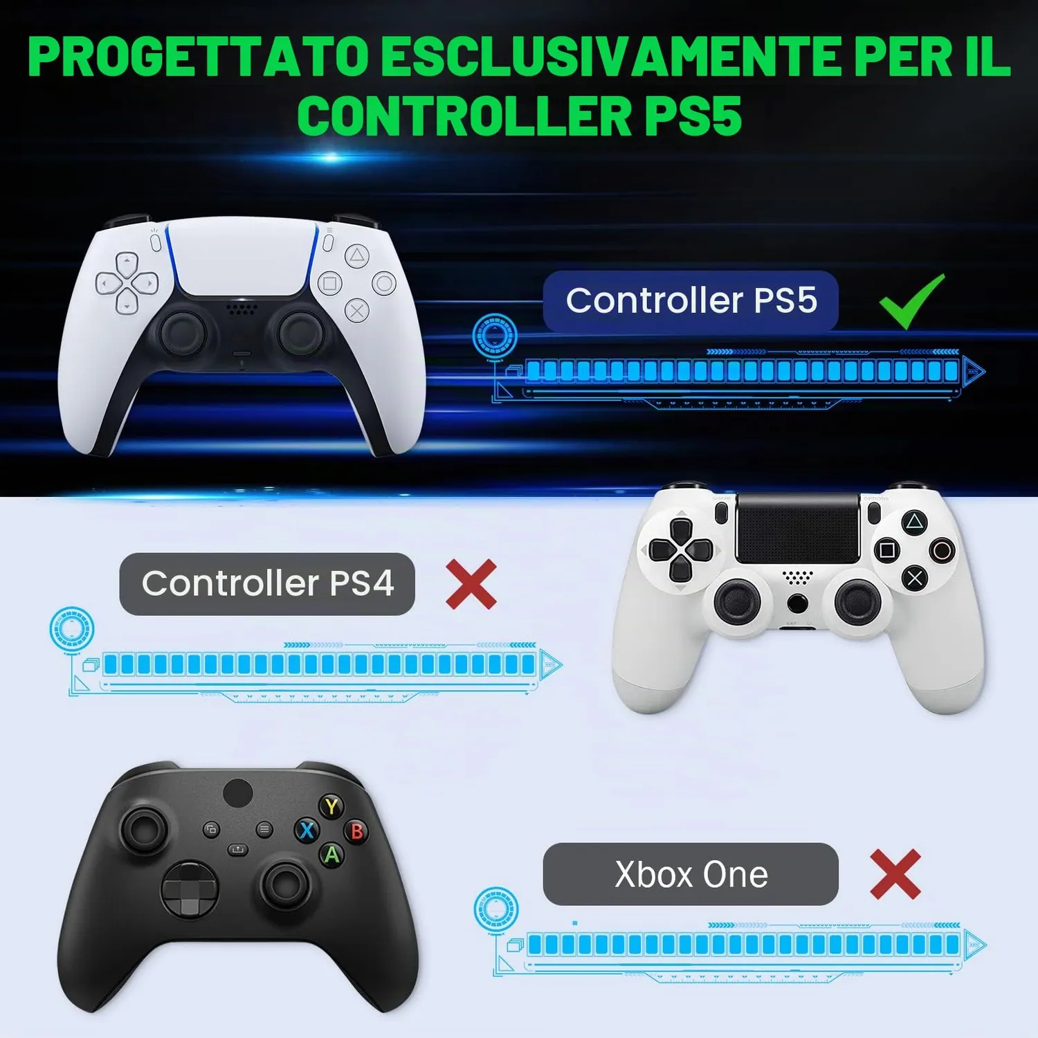 MoKo Tastiera Wireless Controller PS5 47 Tasti nero retroilluminata