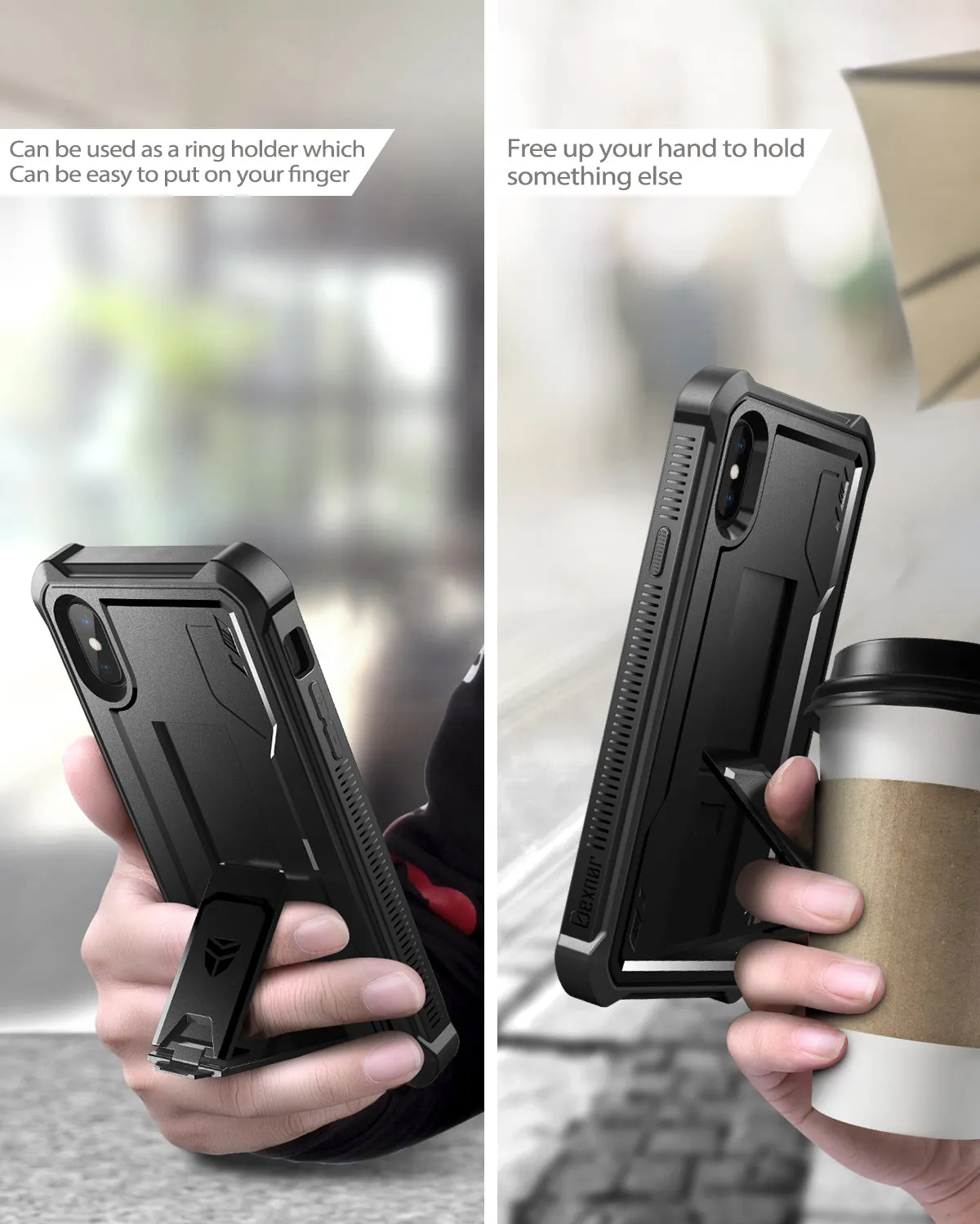Dexnor iPhone X/XS cover rugged nera antiurto