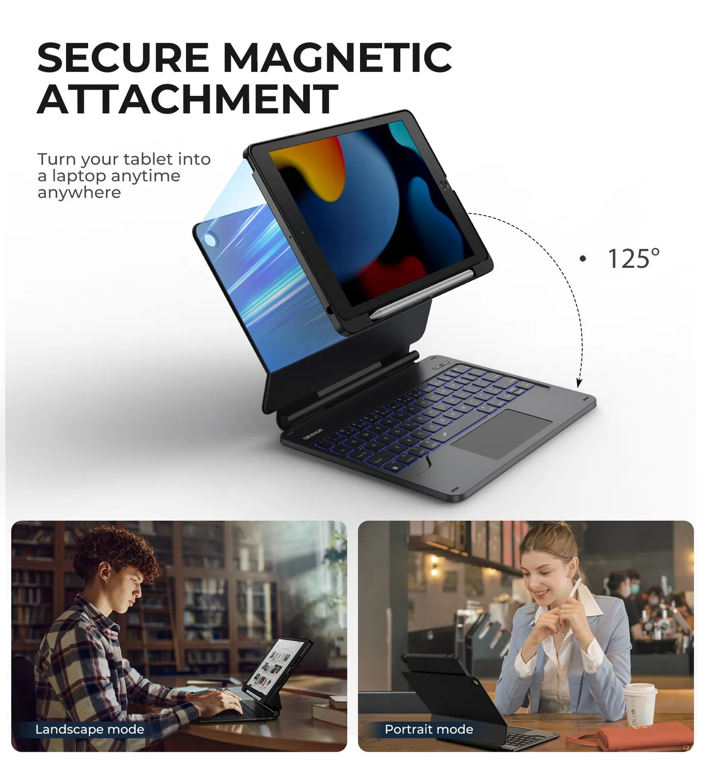 Dexnor iPad 8th Gen 10.2 custodia tastiera nero trackpad