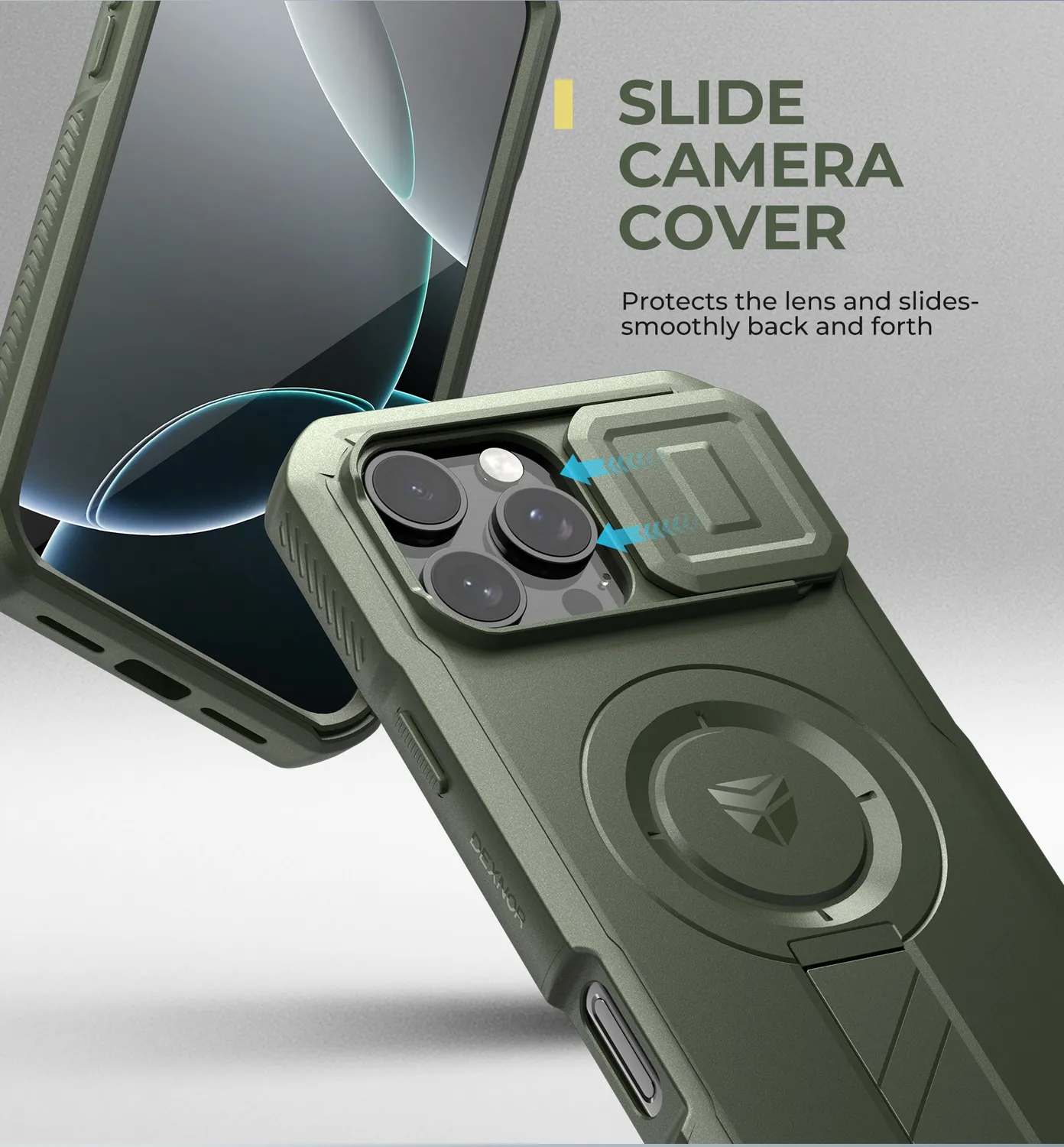 Dexnor cover iPhone 16 Pro Max verde MagSafe con stand