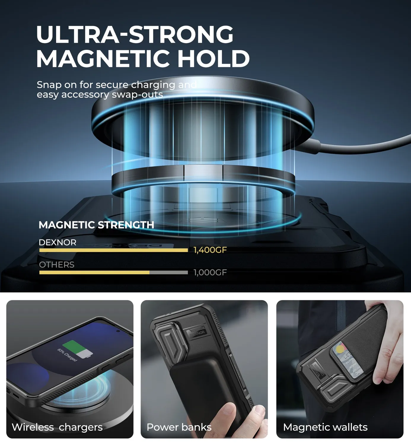Dexnor per Galaxy S24 FE cover magnetica nera camera cover stand