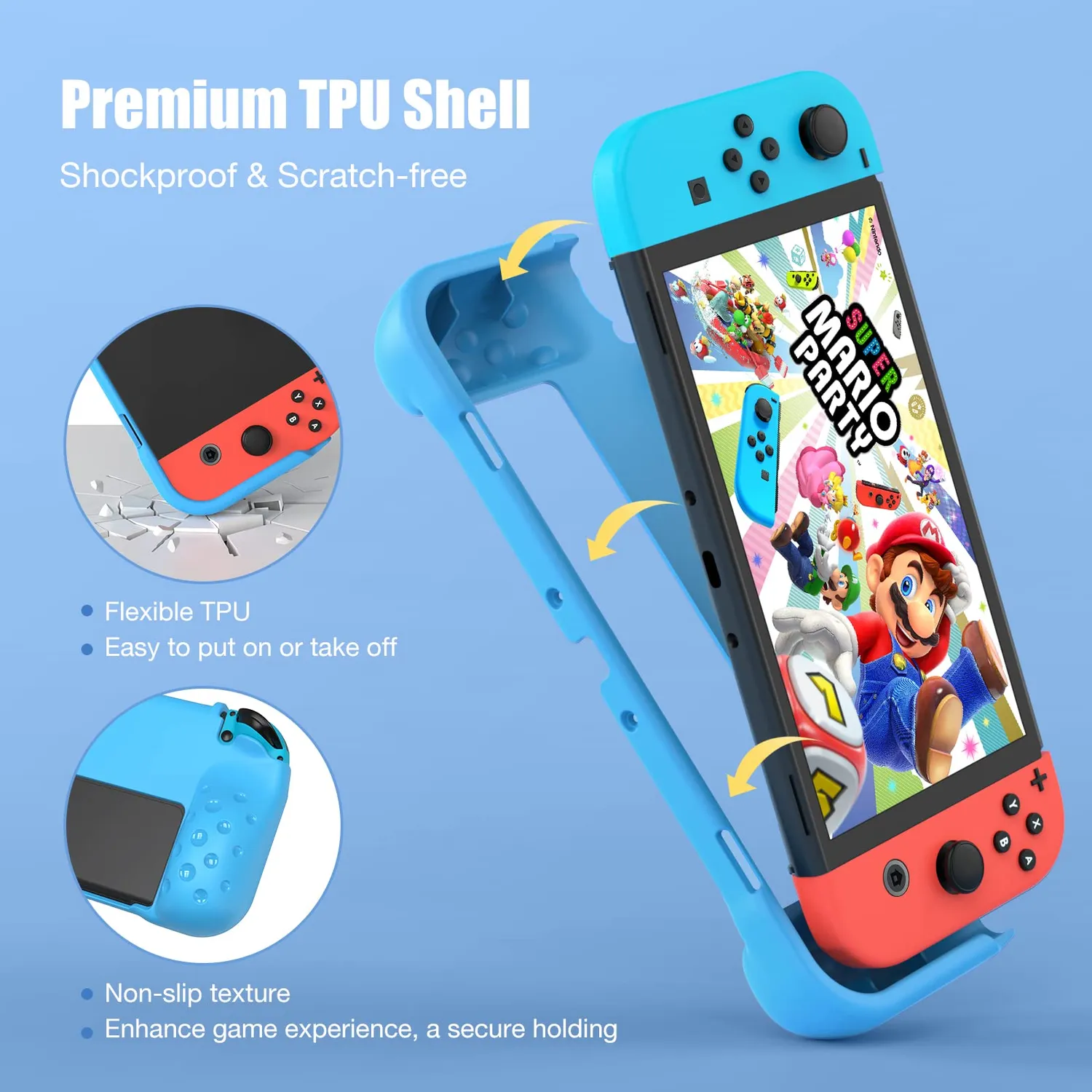 MoKo Nintendo Switch OLED cover TPU blu grip