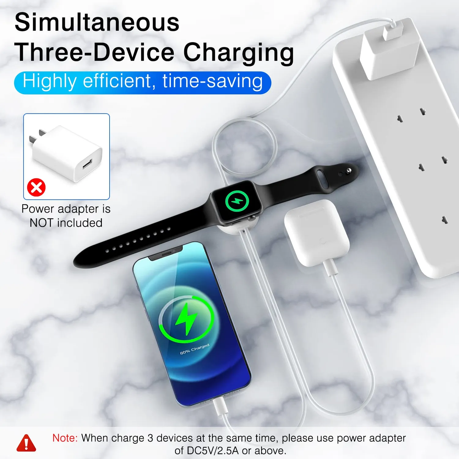 MoKo cavo caricatore 3in1 Apple Watch iPhone magnetico 1,2m