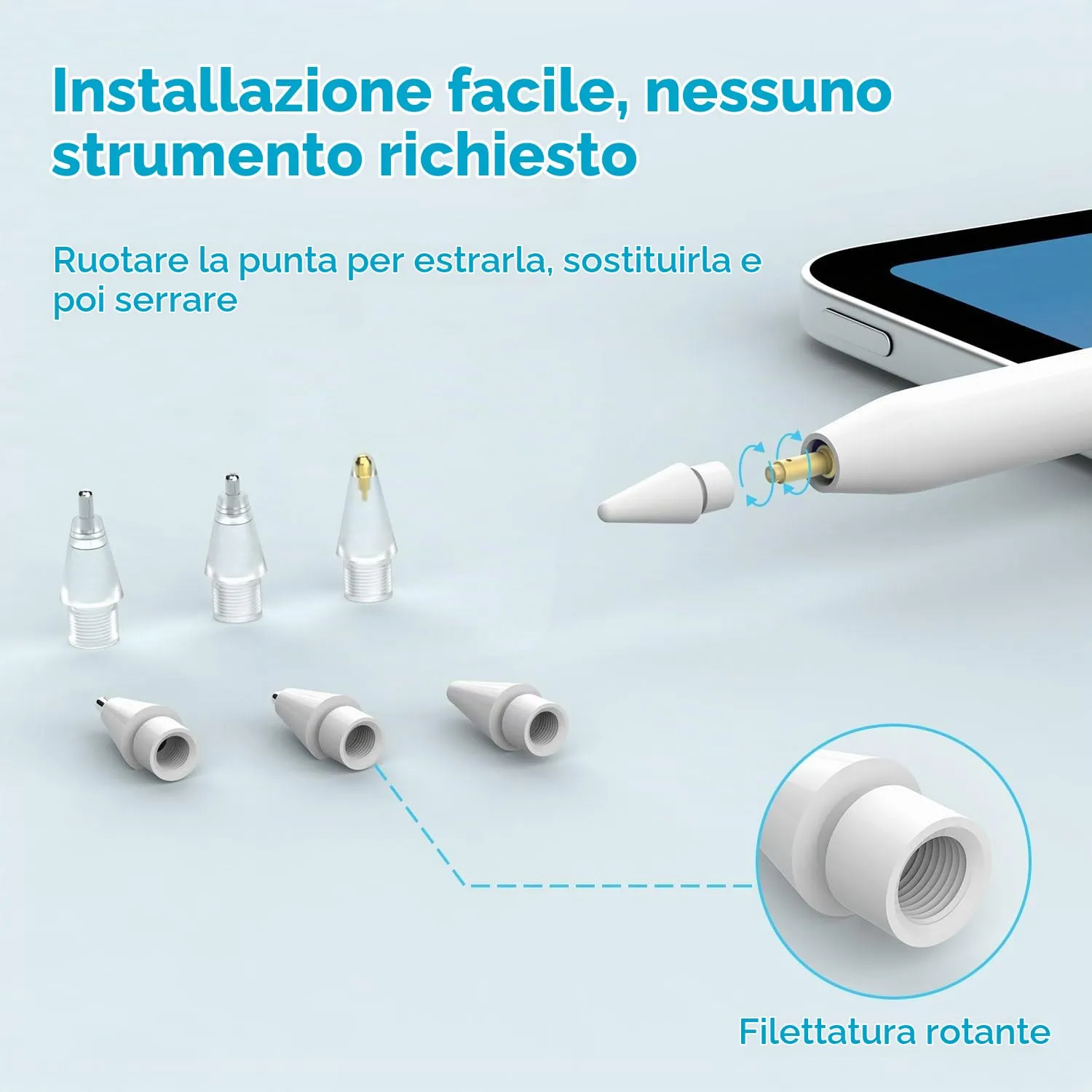 MoKo Punte Ricambio Apple Pencil 6 Pz Corte miste
