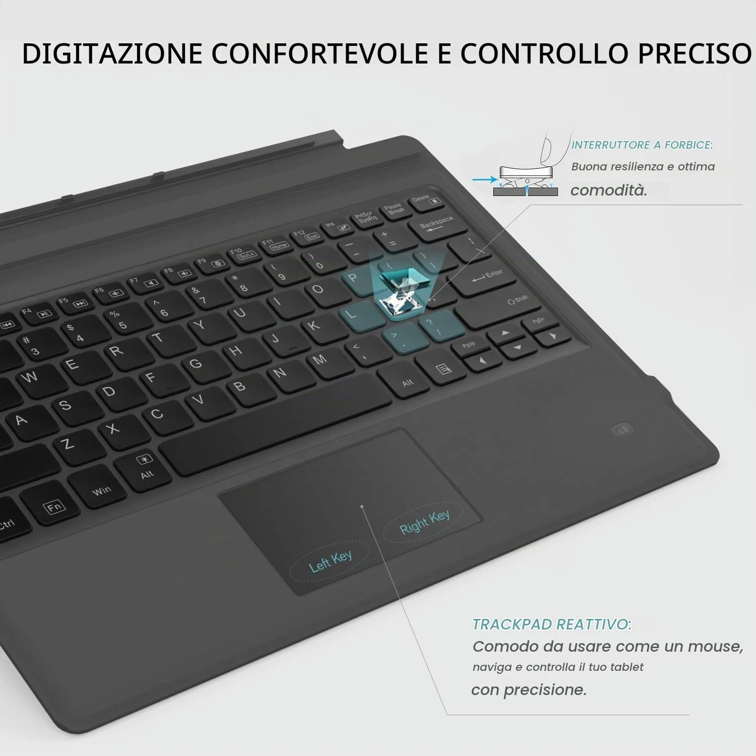 MoKo per Surface Pro 3-7 Plus tastiera bluetooth grigia retroilluminata