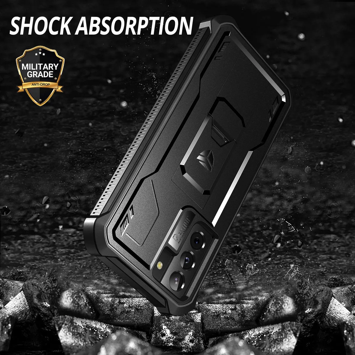 Dexnor Galaxy S21 custodia nera rugged con stand