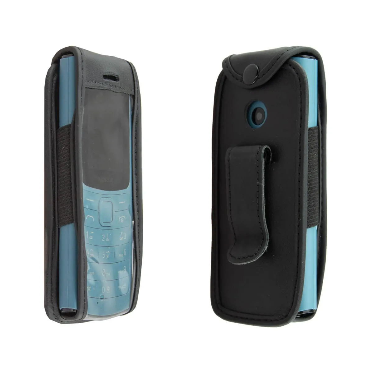 caseroxx Borsa Pelle Nokia 105 110 4G Nera con Clip